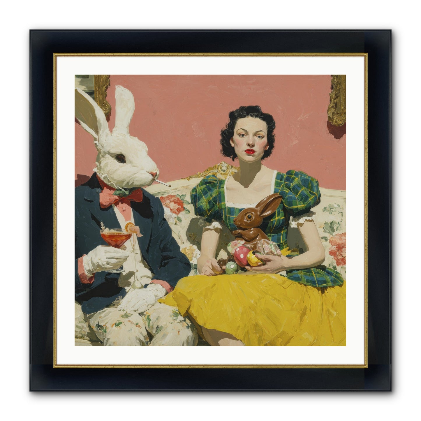 The Club Of Slight Excess Framed Print - Wide Black w/Gold 30x30