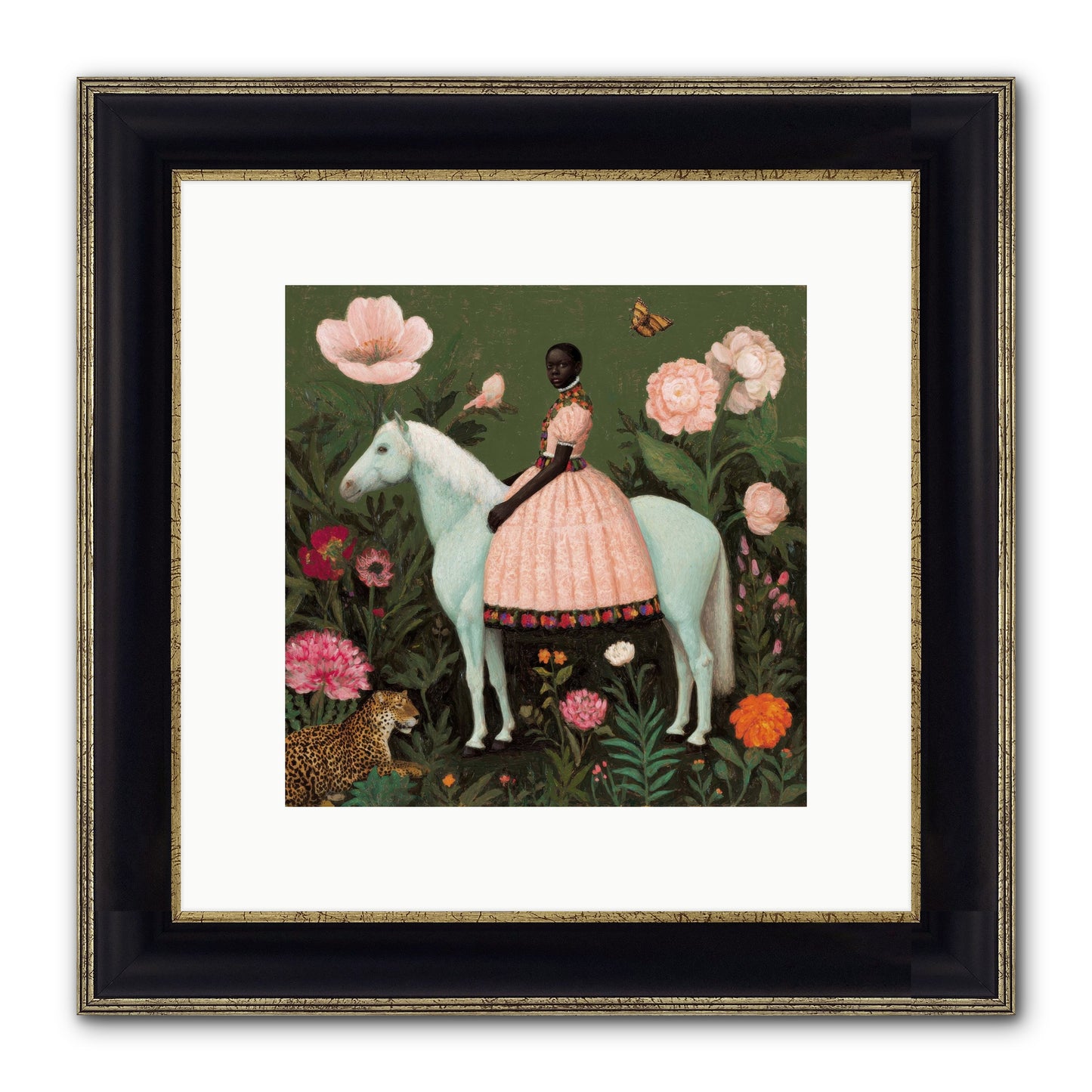 The Cobalt Canter Club Framed Print - Black & Gold 10x10