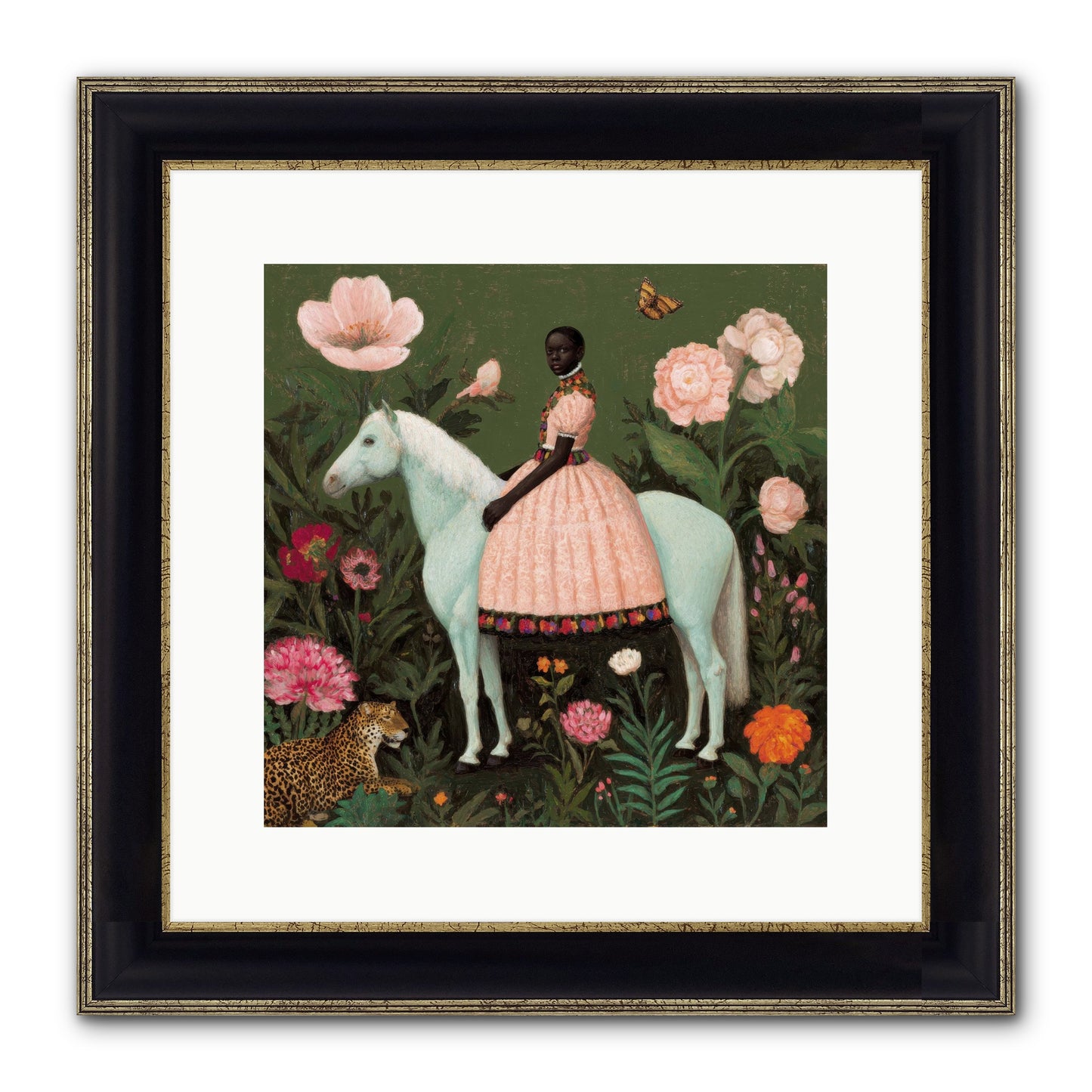 The Cobalt Canter Club Framed Print - Black & Gold 12x12