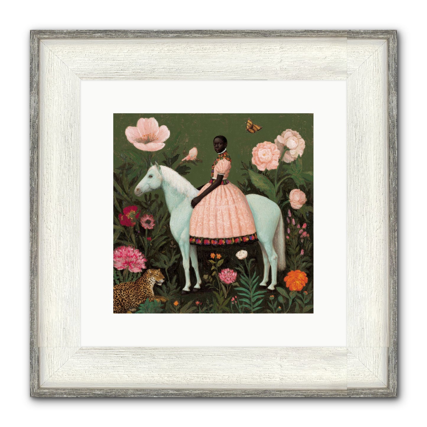 The Cobalt Canter Club Framed Print - Driftwood White 12x12