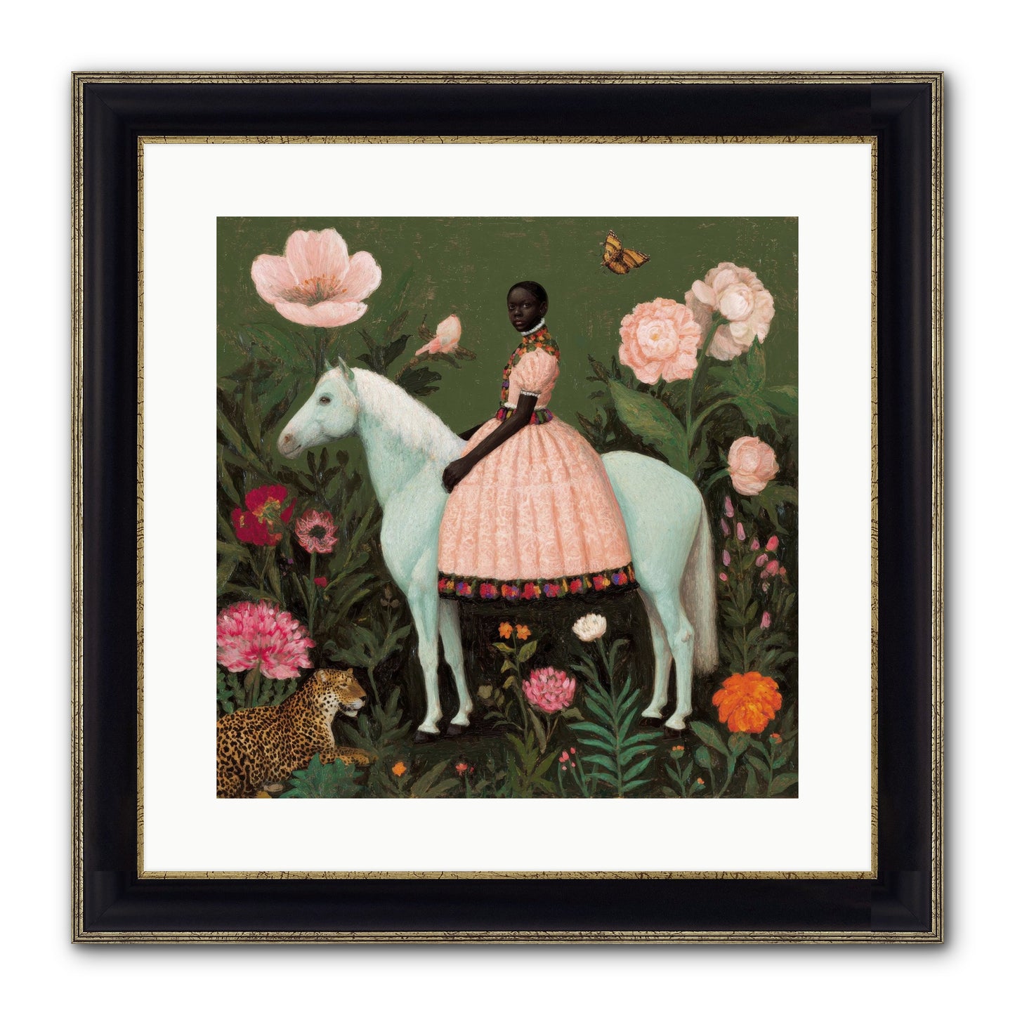 The Cobalt Canter Club Framed Print - Black & Gold 16x16