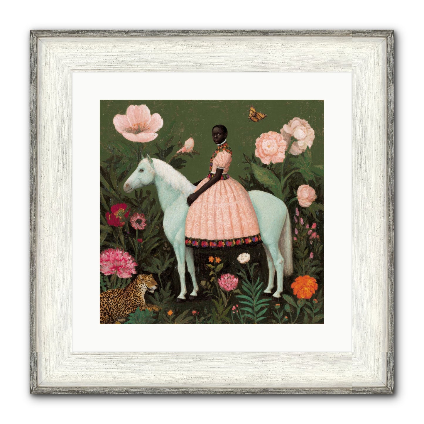 The Cobalt Canter Club Framed Print - Driftwood White 16x16