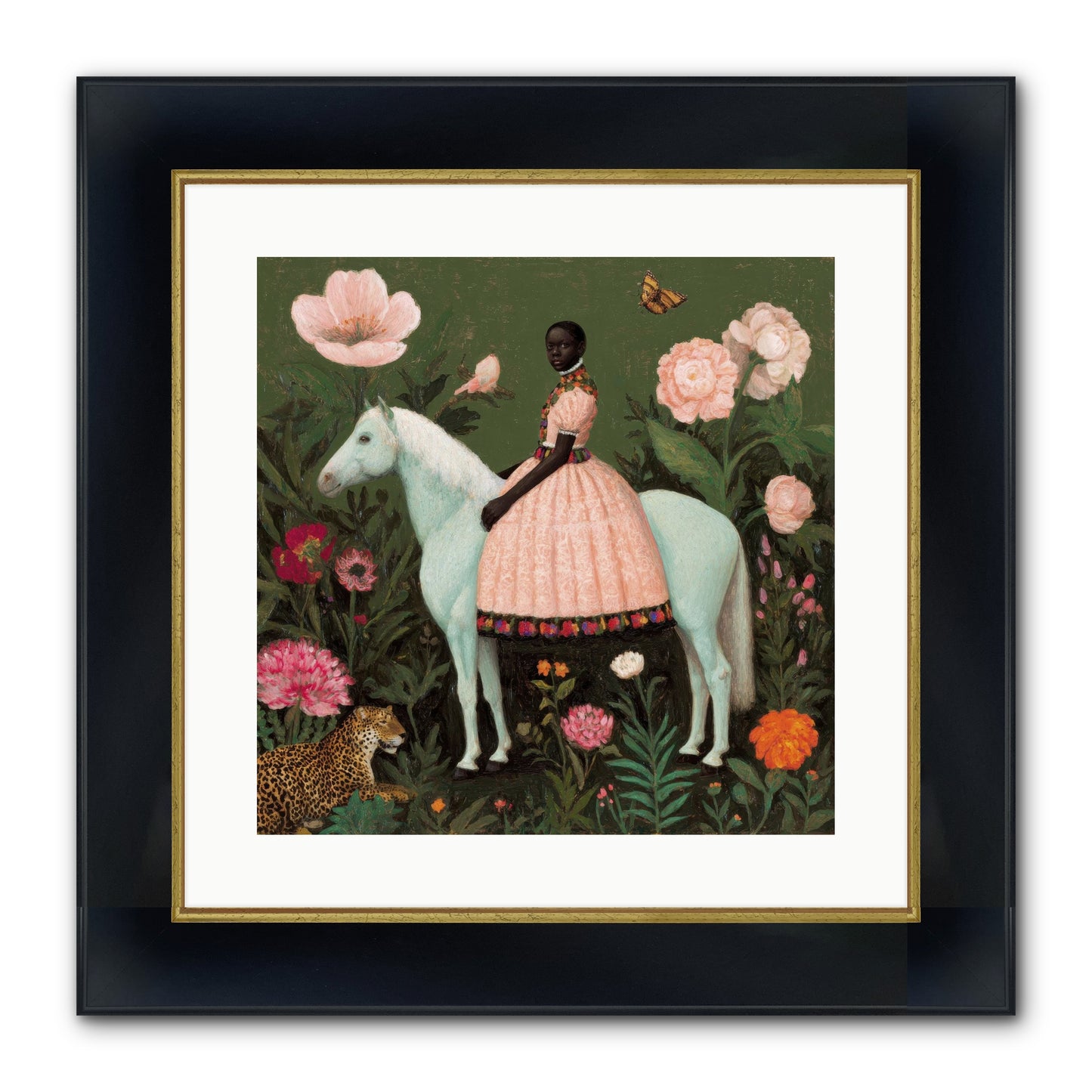 The Cobalt Canter Club Framed Print - Wide Black w/Gold 16x16