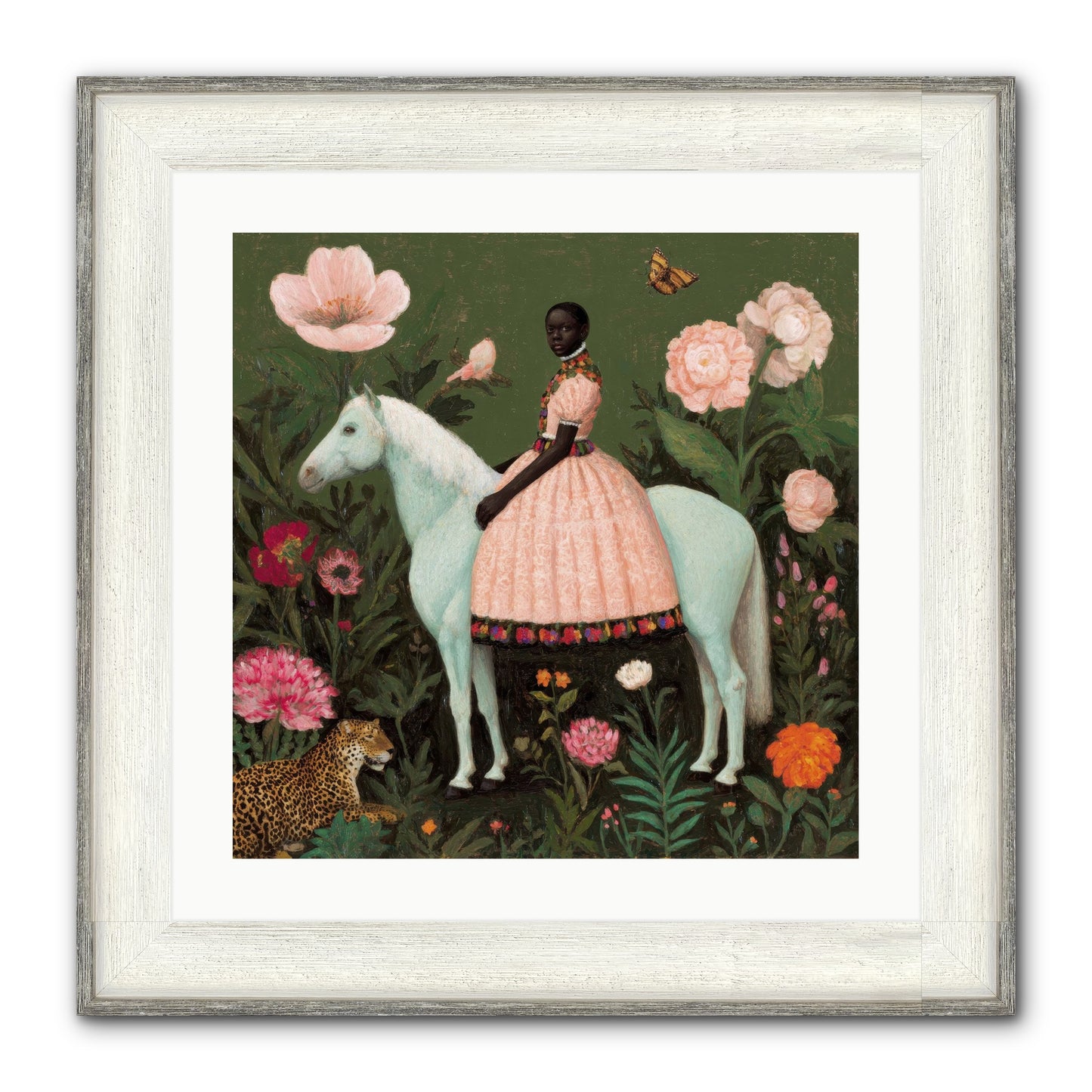 The Cobalt Canter Club Framed Print - Driftwood White 20x20