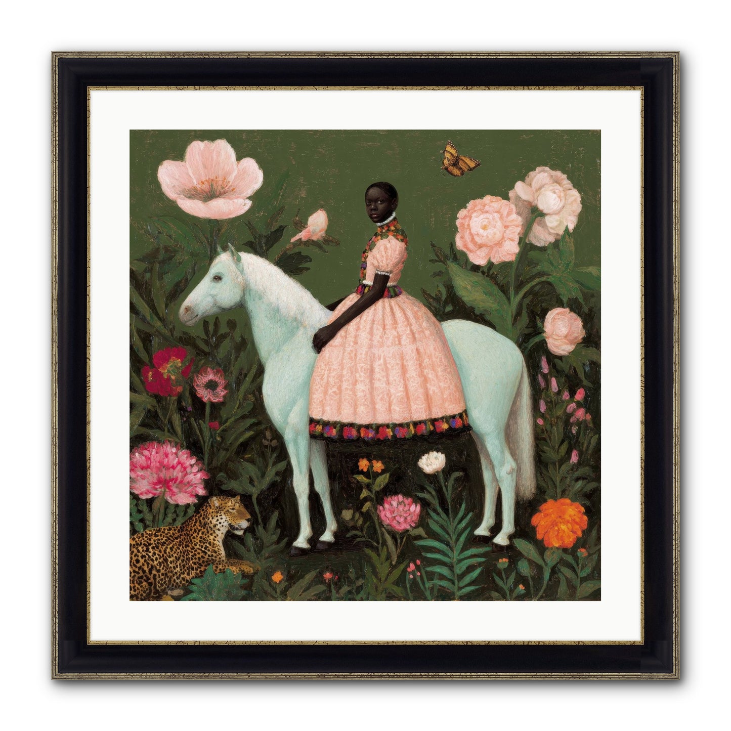 The Cobalt Canter Club Framed Print - Black & Gold 24x24