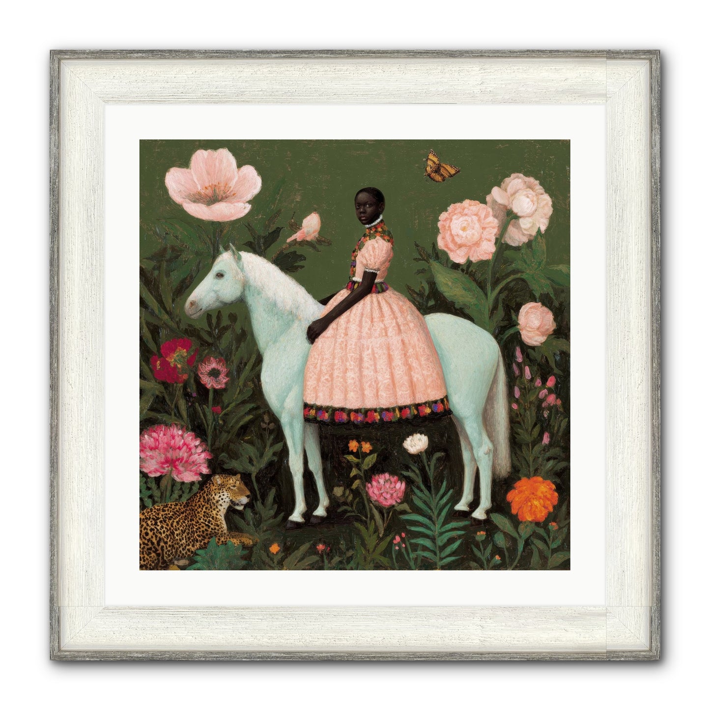 The Cobalt Canter Club Framed Print - Driftwood White 24x24