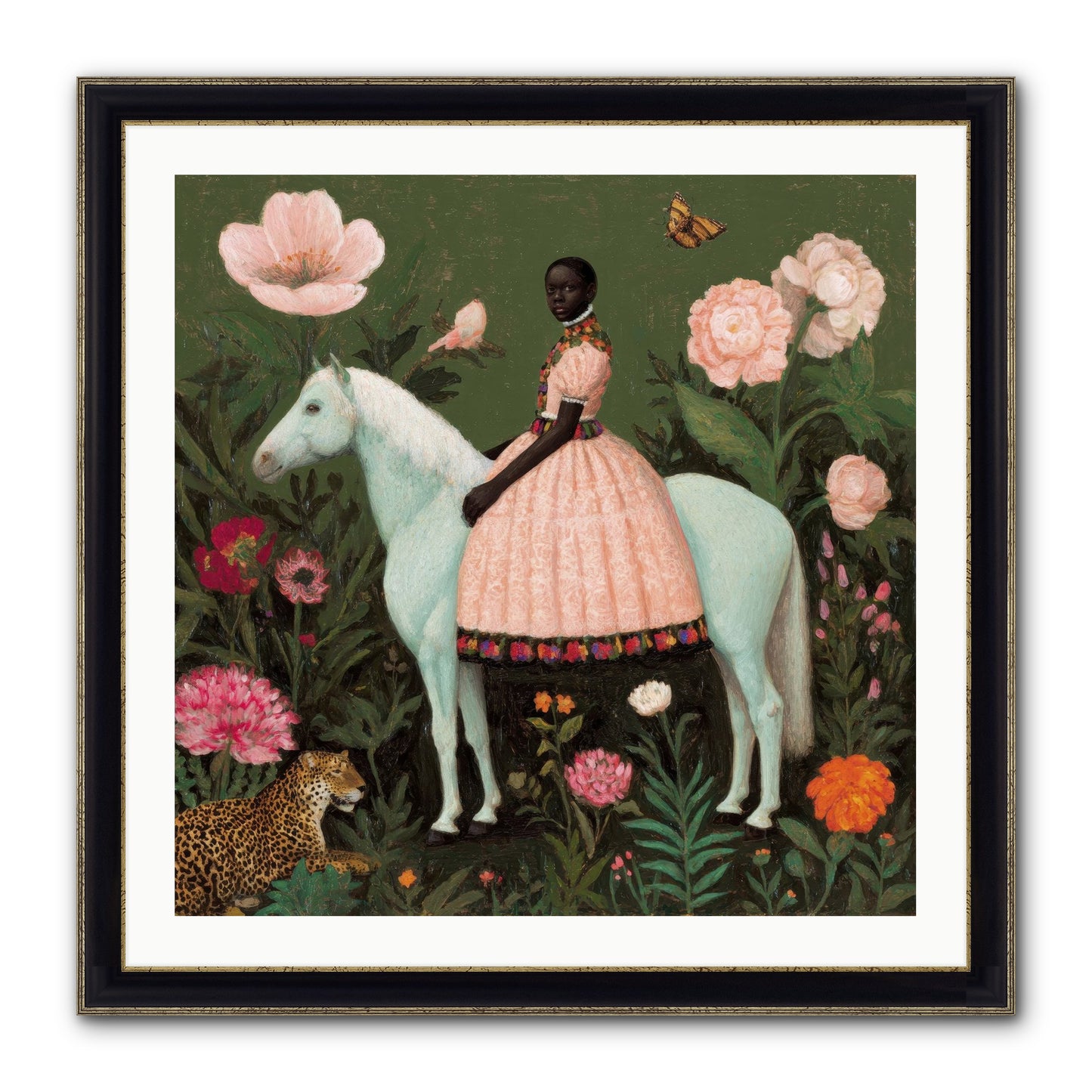 The Cobalt Canter Club Framed Print - Black & Gold 30x30