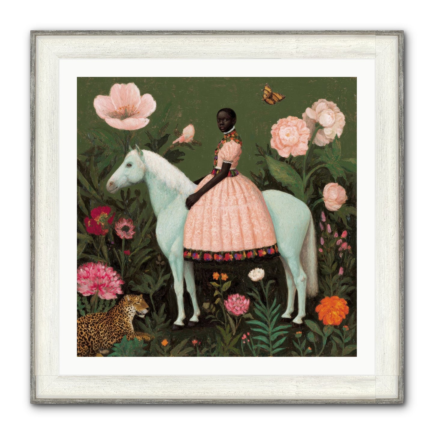 The Cobalt Canter Club Framed Print - Driftwood White 30x30