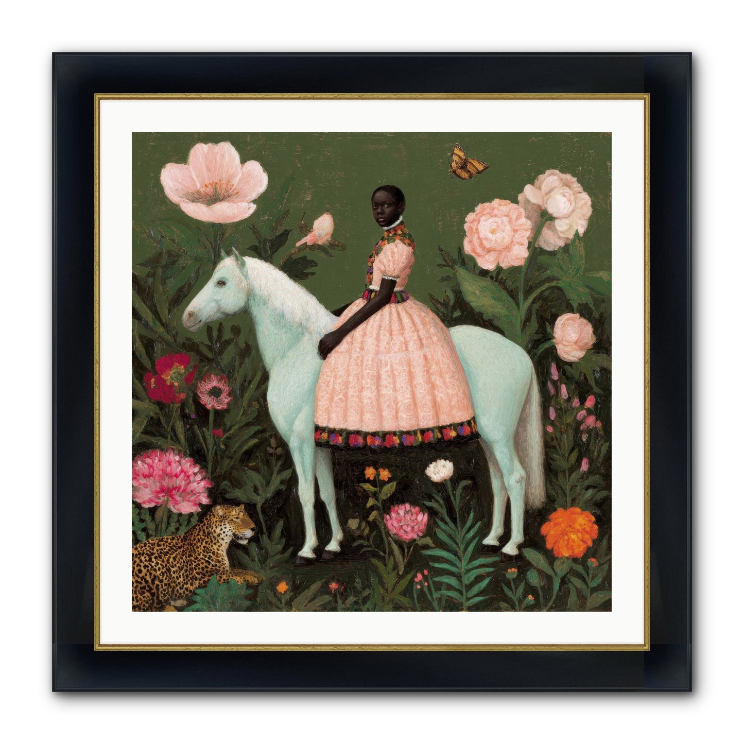 The Cobalt Canter Club Framed Print - Wide Black w/Gold 30x30