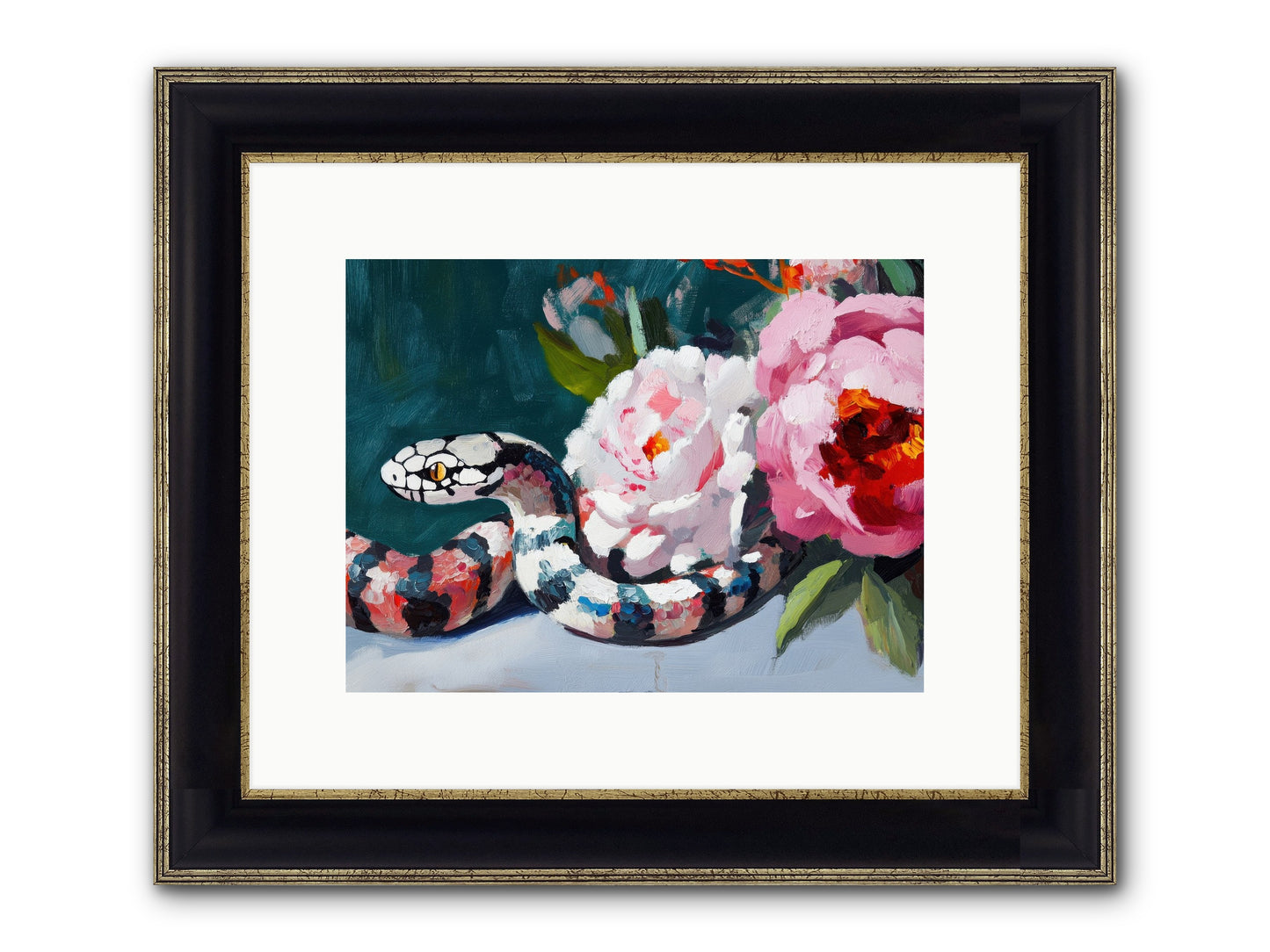 The Coiled Jewel Framed Print - Black & Gold 12x9