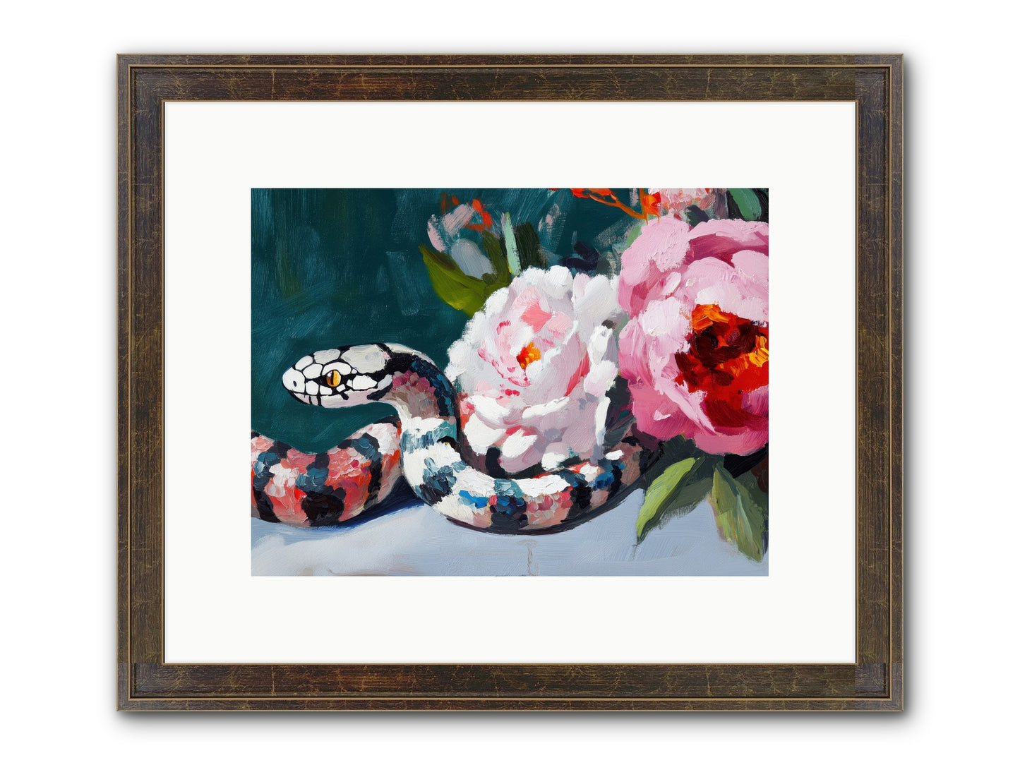 The Coiled Jewel Framed Print - Slimwoods Black/Gold 12x9