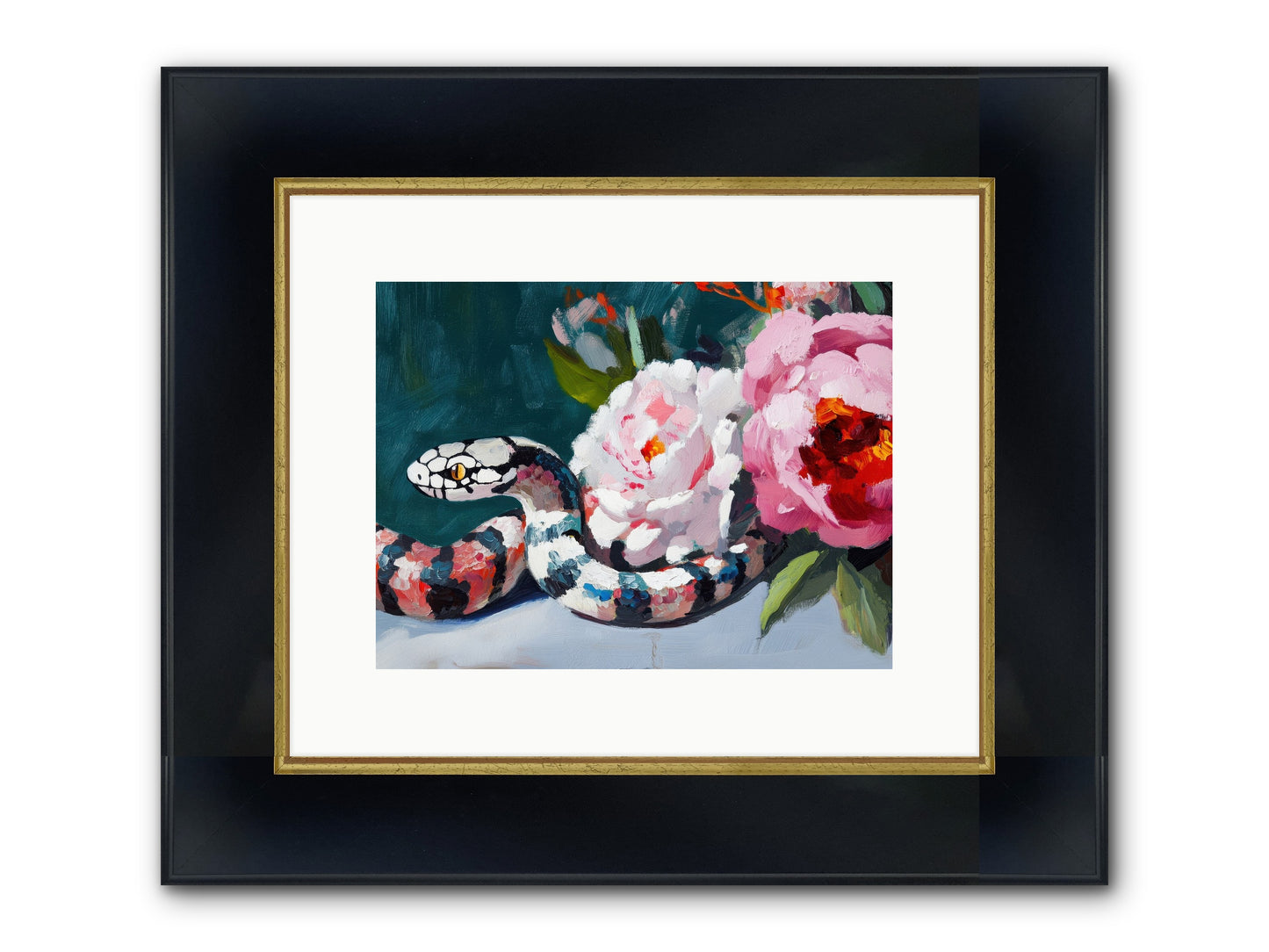 The Coiled Jewel Framed Print - Wide Black w/Gold 12x9