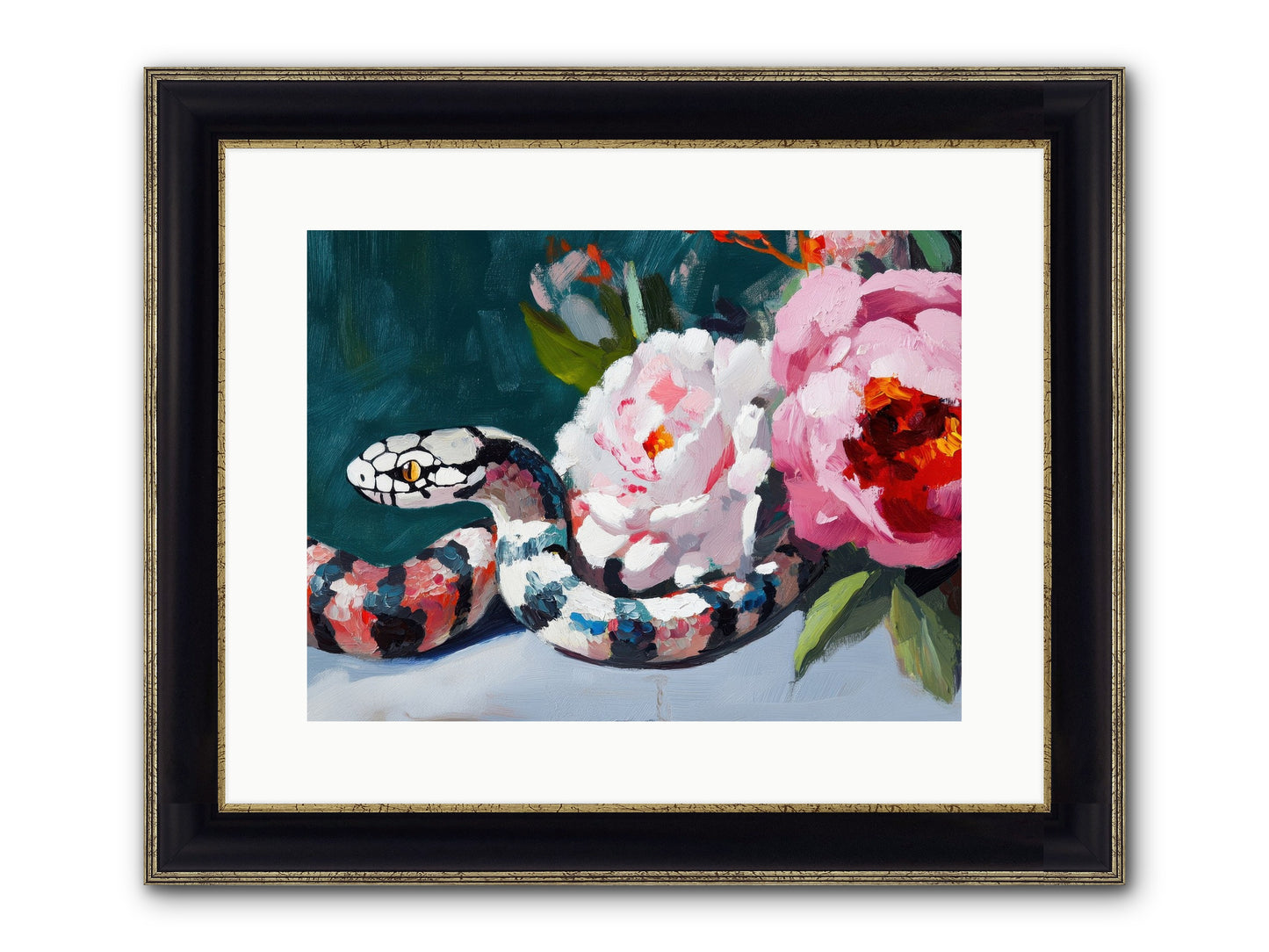 The Coiled Jewel Framed Print - Black & Gold 16x12