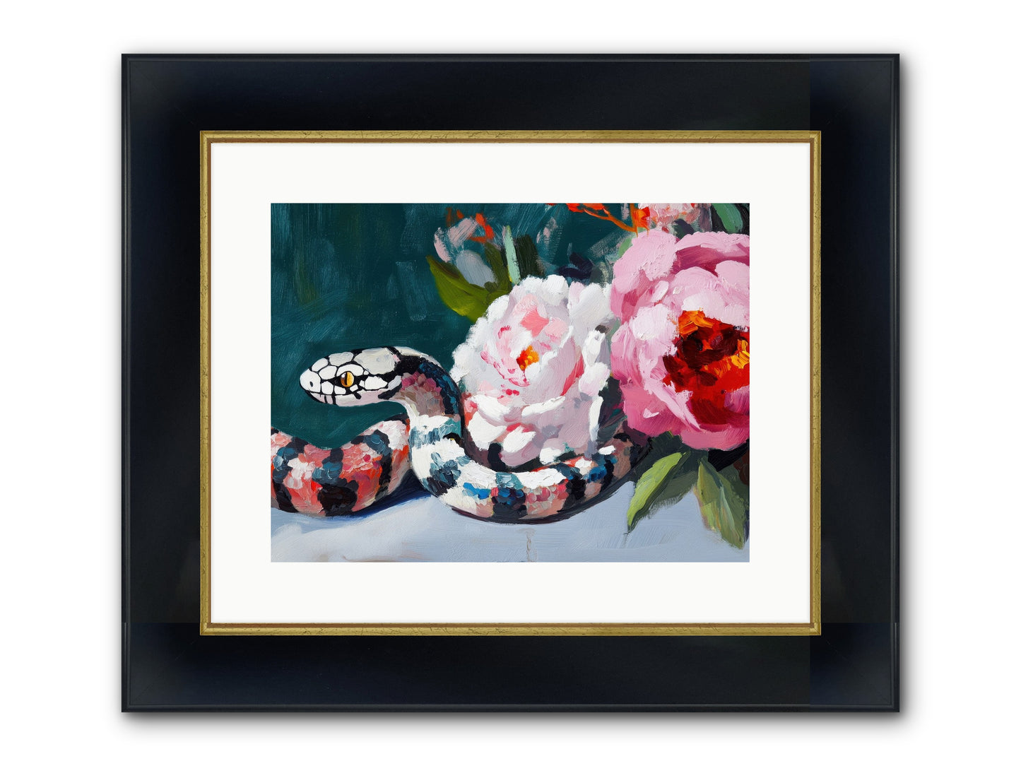 The Coiled Jewel Framed Print - Wide Black w/Gold 16x12
