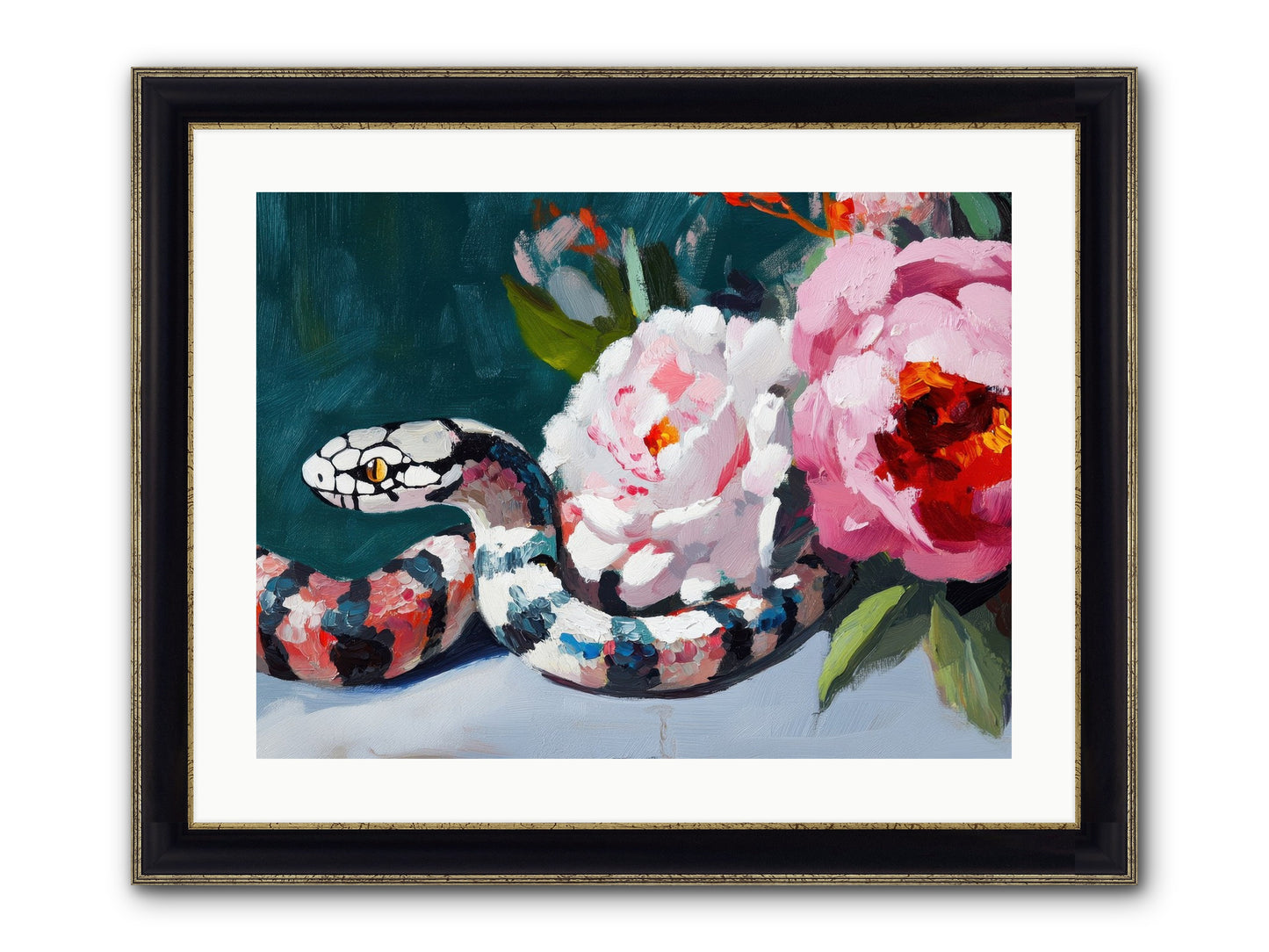 The Coiled Jewel Framed Print - Black & Gold 24x18