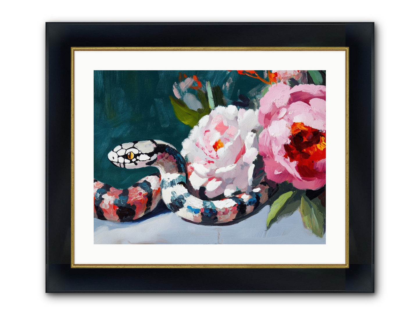 The Coiled Jewel Framed Print - Wide Black w/Gold 24x18