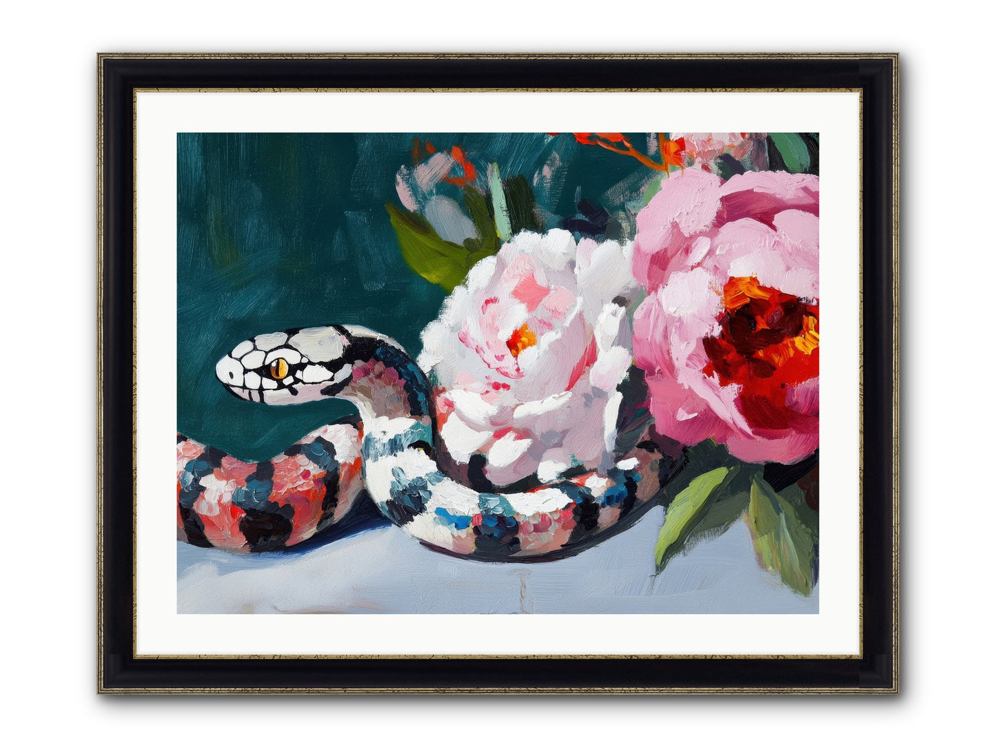 The Coiled Jewel Framed Print - Black & Gold 32x24
