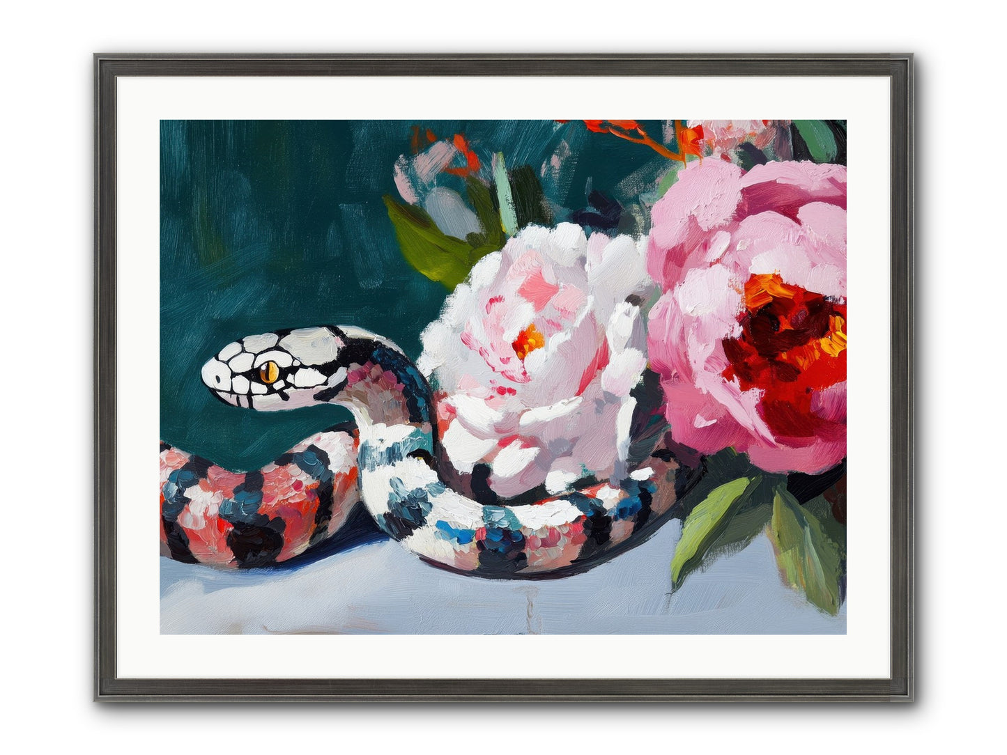 The Coiled Jewel Framed Print - Slimwoods Black/Silver 32x24