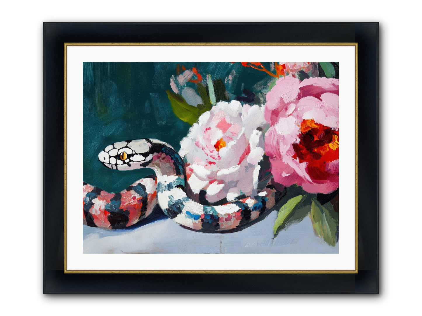 The Coiled Jewel Framed Print - Wide Black w/Gold 32x24
