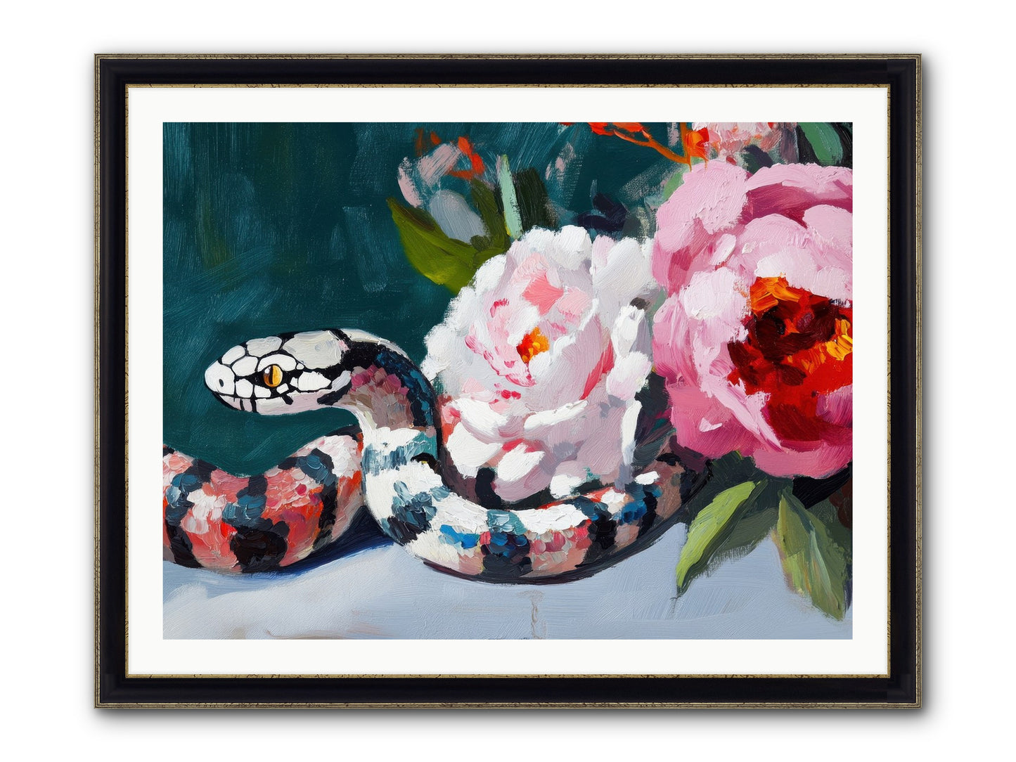 The Coiled Jewel Framed Print - Black & Gold 40x30