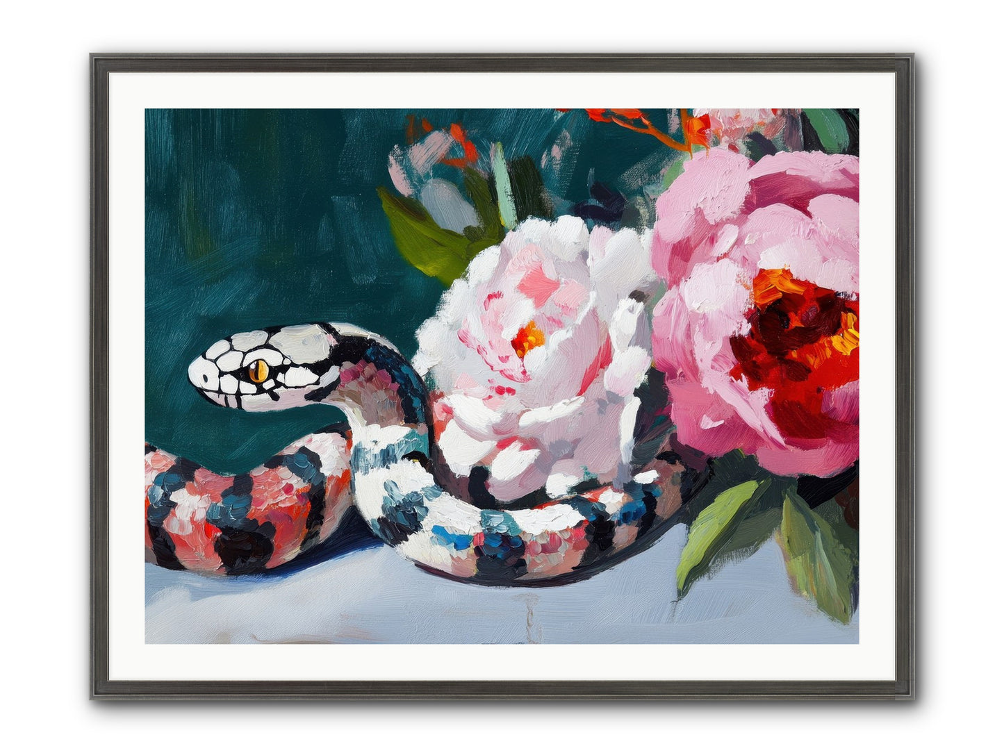 The Coiled Jewel Framed Print - Slimwoods Black/Silver 40x30