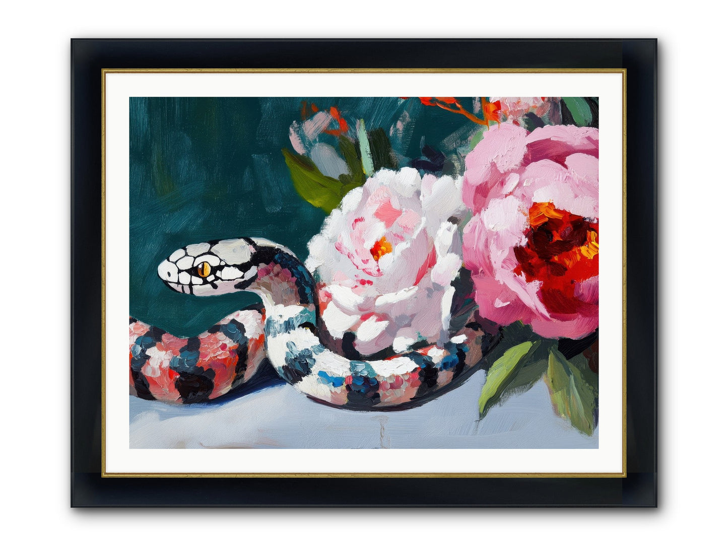The Coiled Jewel Framed Print - Wide Black w/Gold 40x30
