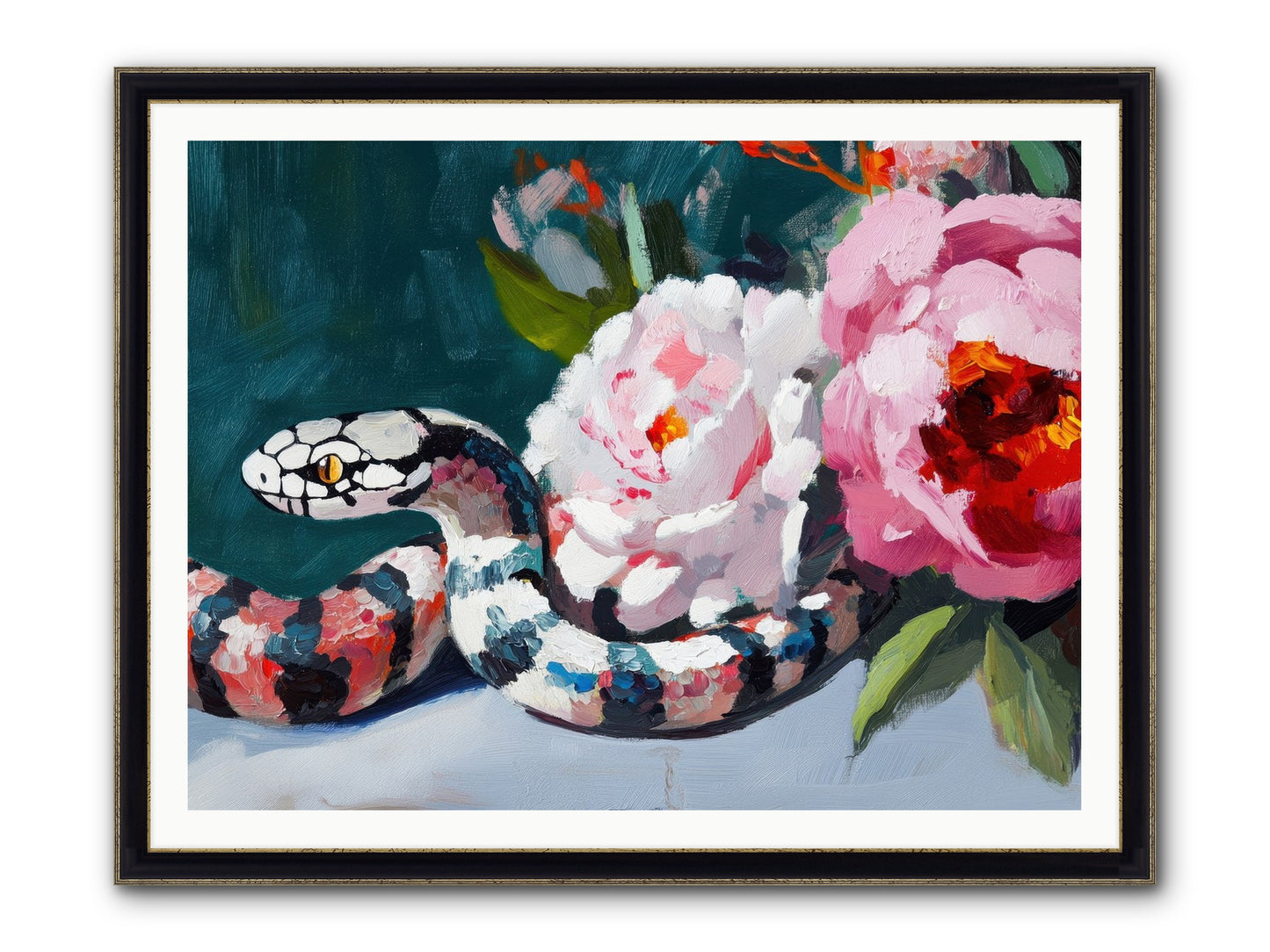 The Coiled Jewel Framed Print - Black & Gold 48x36