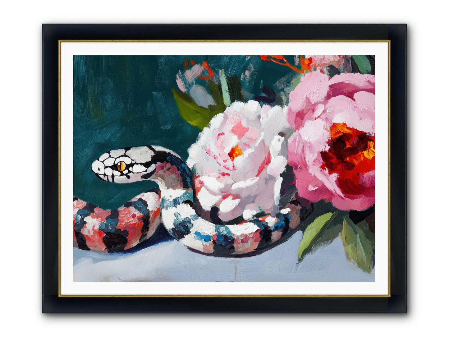The Coiled Jewel Framed Print - Wide Black w/Gold 48x36