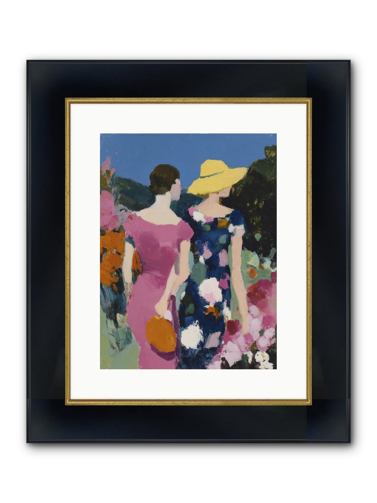 The Conversation Framed Print - Wide Black w/Gold 12x16