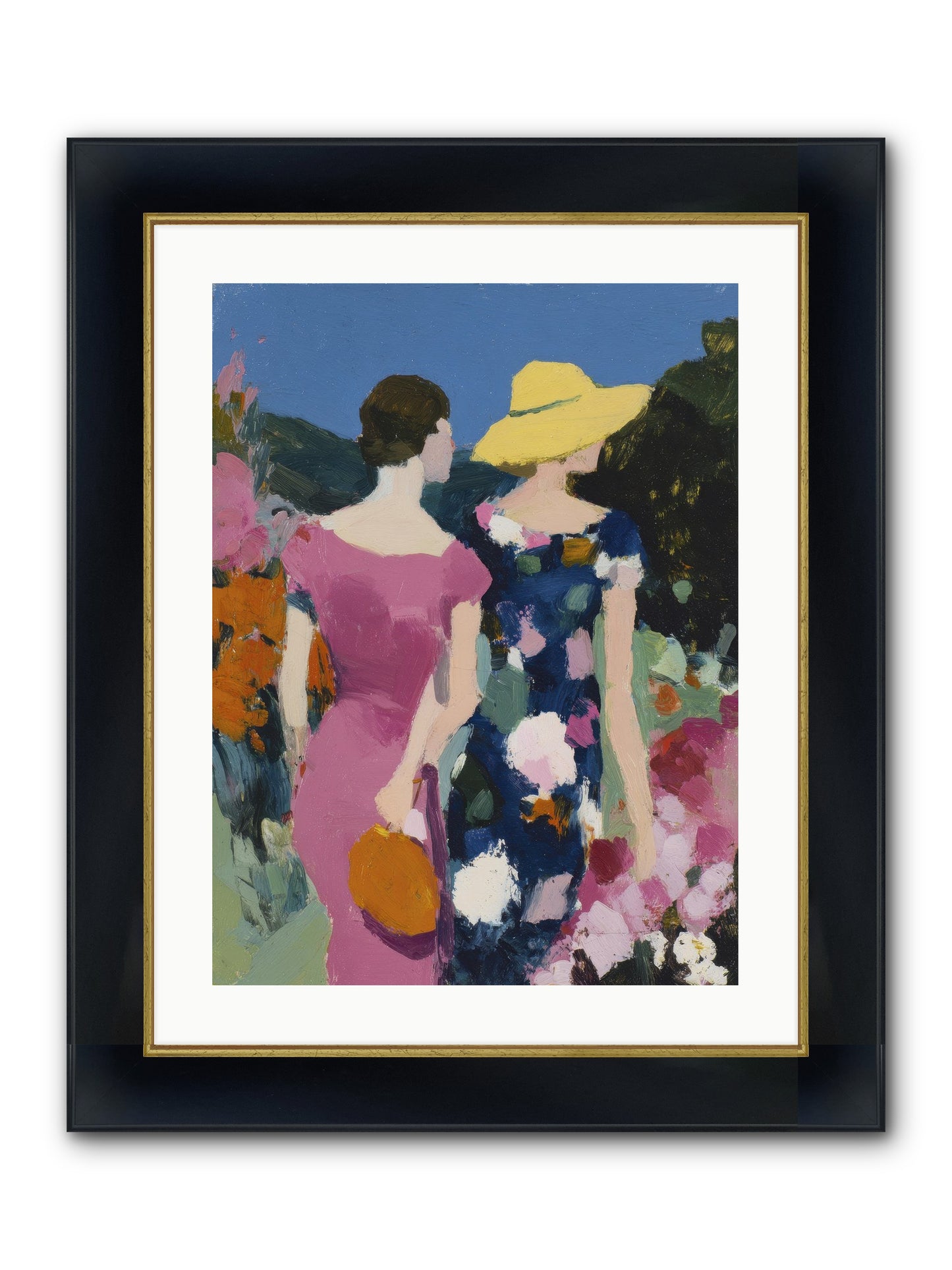The Conversation Framed Print - Wide Black w/Gold 18x24