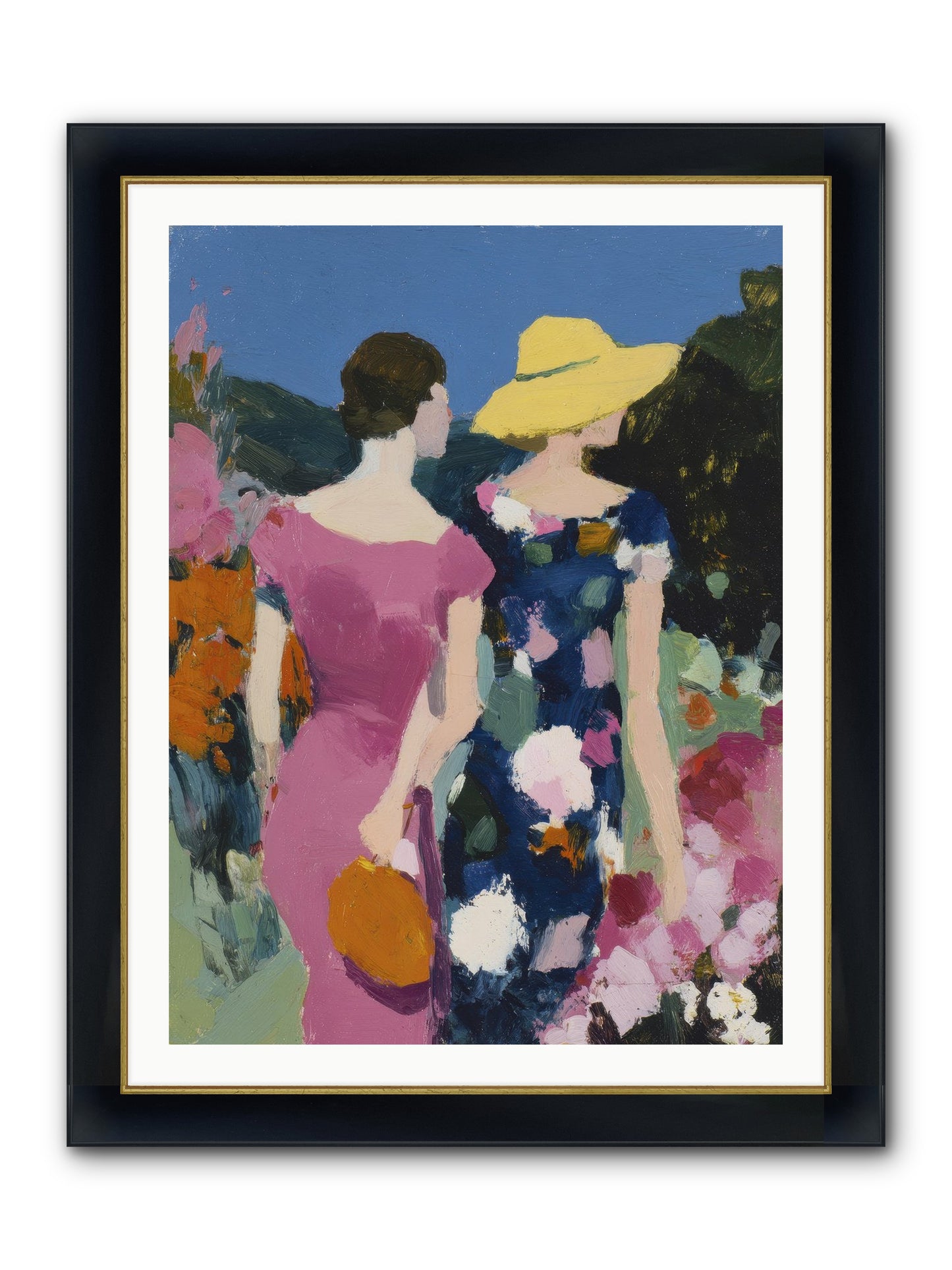 The Conversation Framed Print - Wide Black w/Gold 30x40