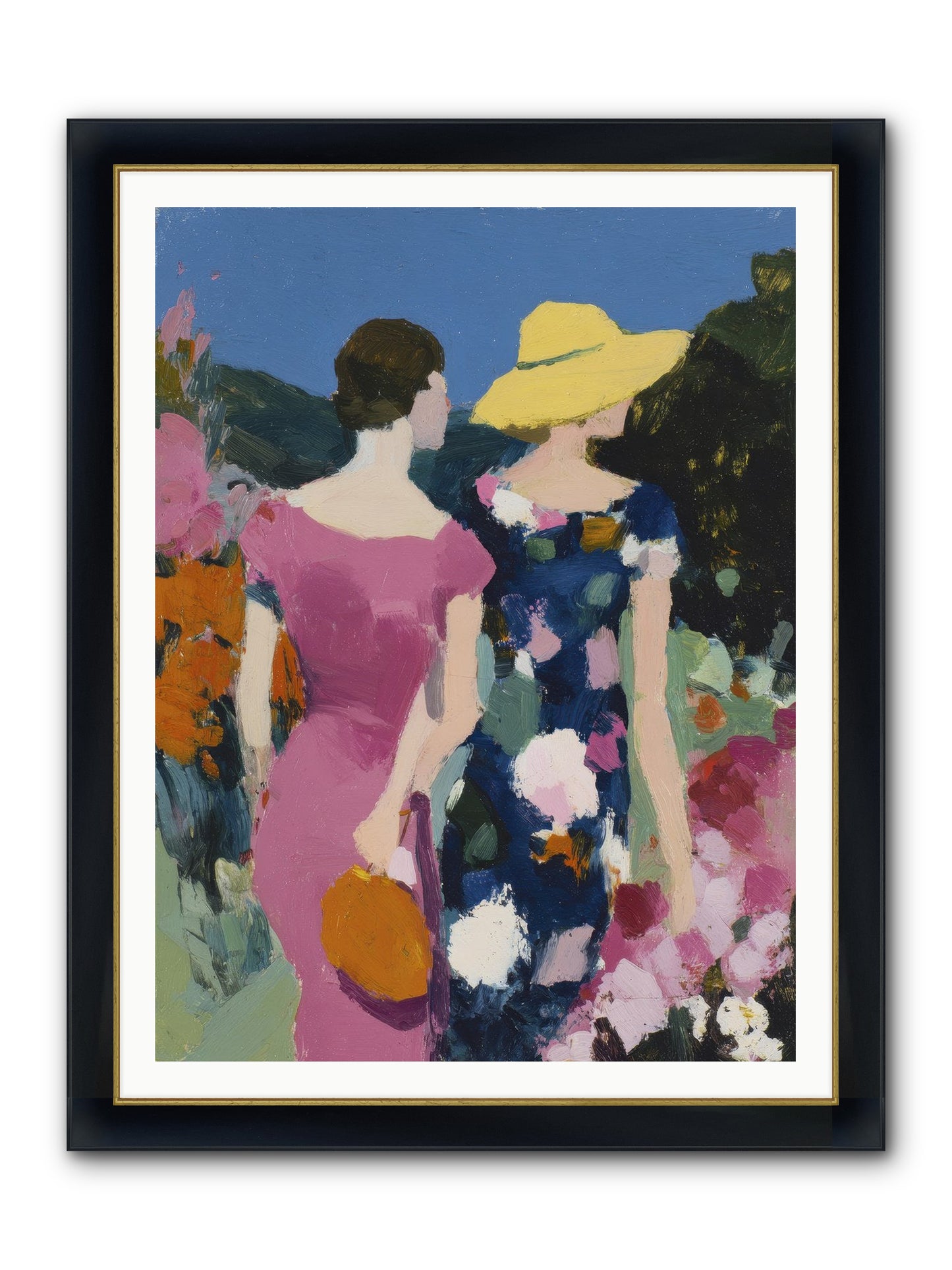 The Conversation Framed Print - Wide Black w/Gold 36x48