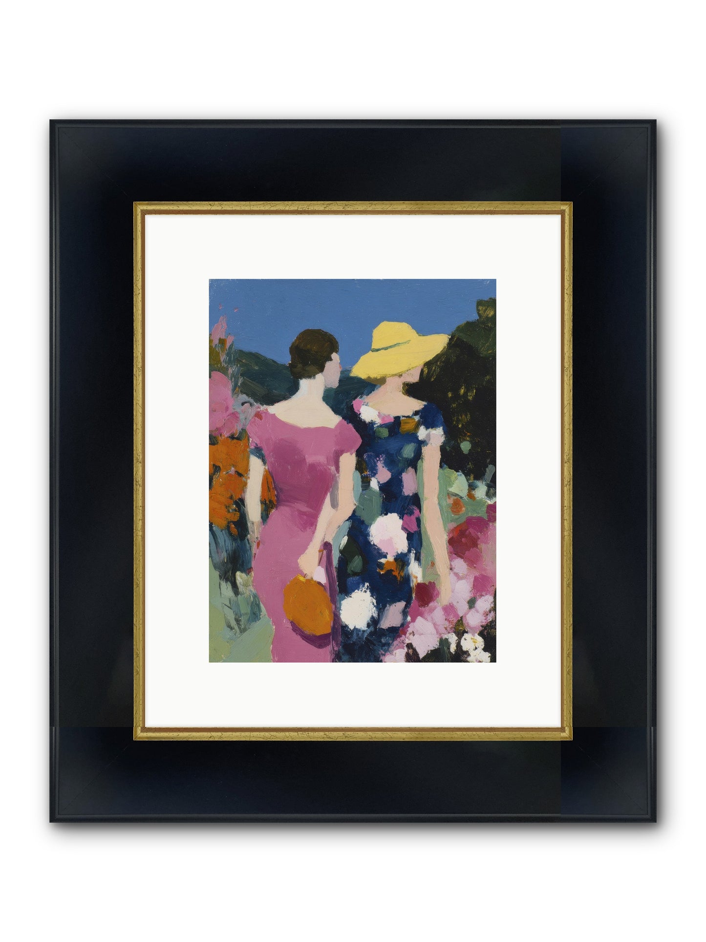 The Conversation Framed Print - Wide Black w/Gold 9x12