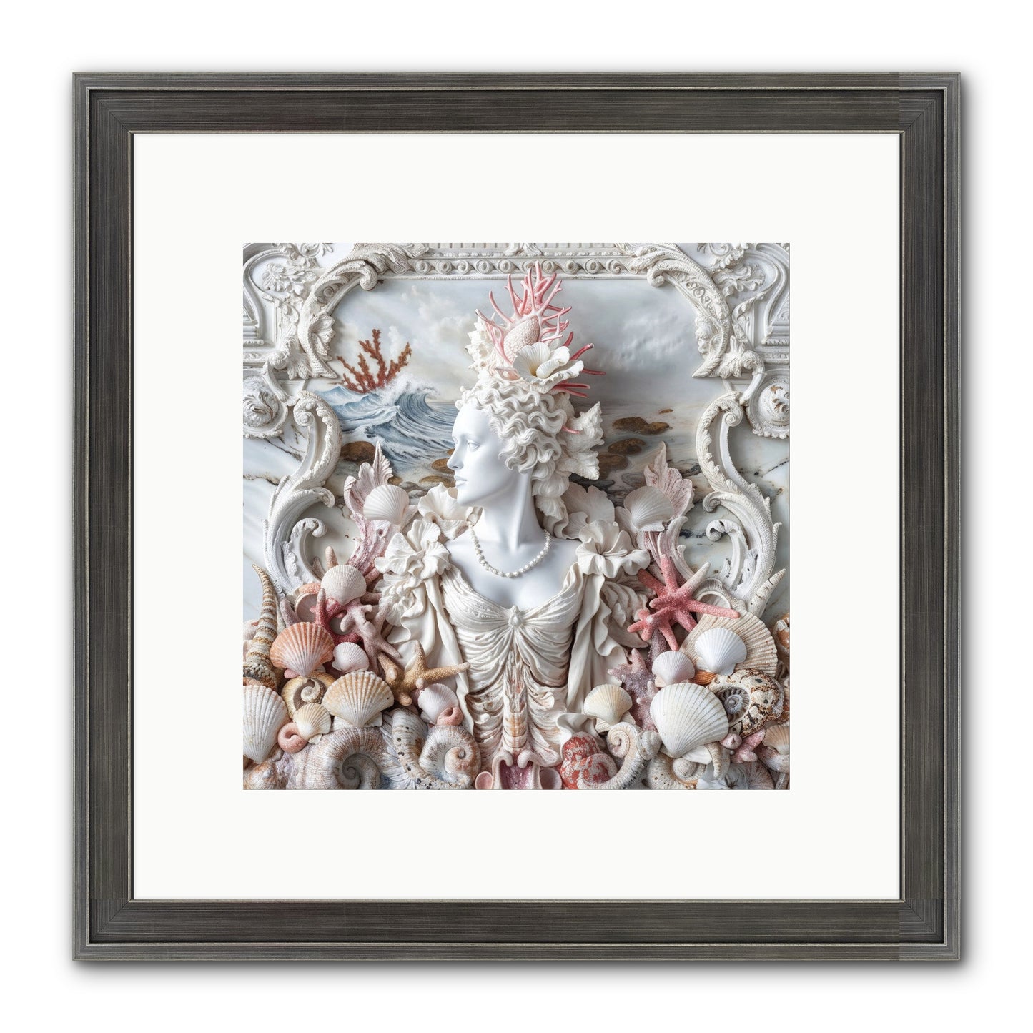 The Coral Queen Framed Print - Slimwoods Black/Silver 10x10