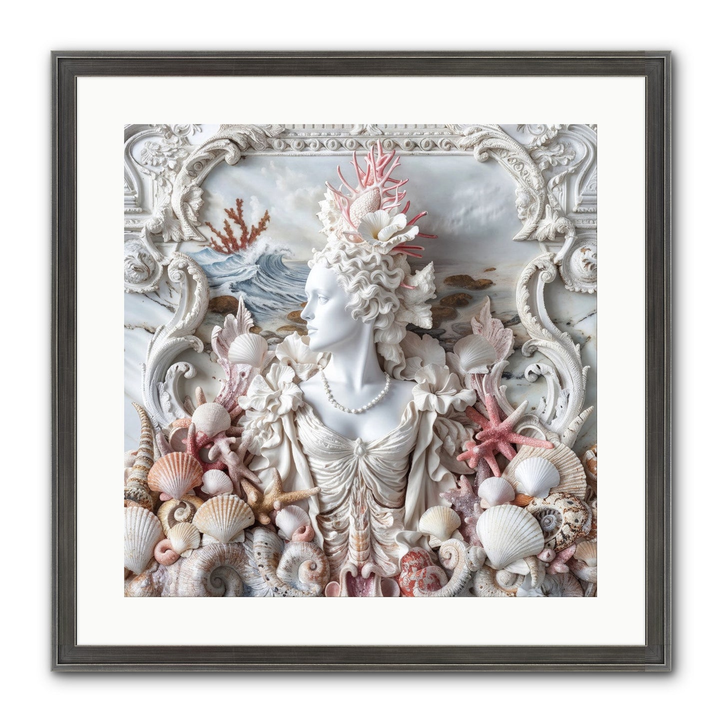 The Coral Queen Framed Print - Slimwoods Black/Silver 20x20