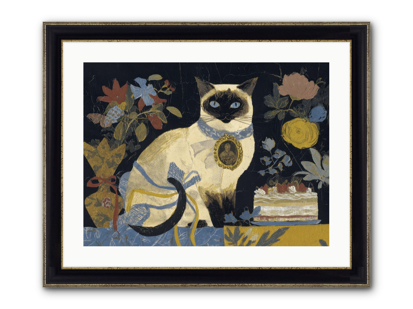 The Corsage Arrangement Framed Print - Black & Gold 24x18