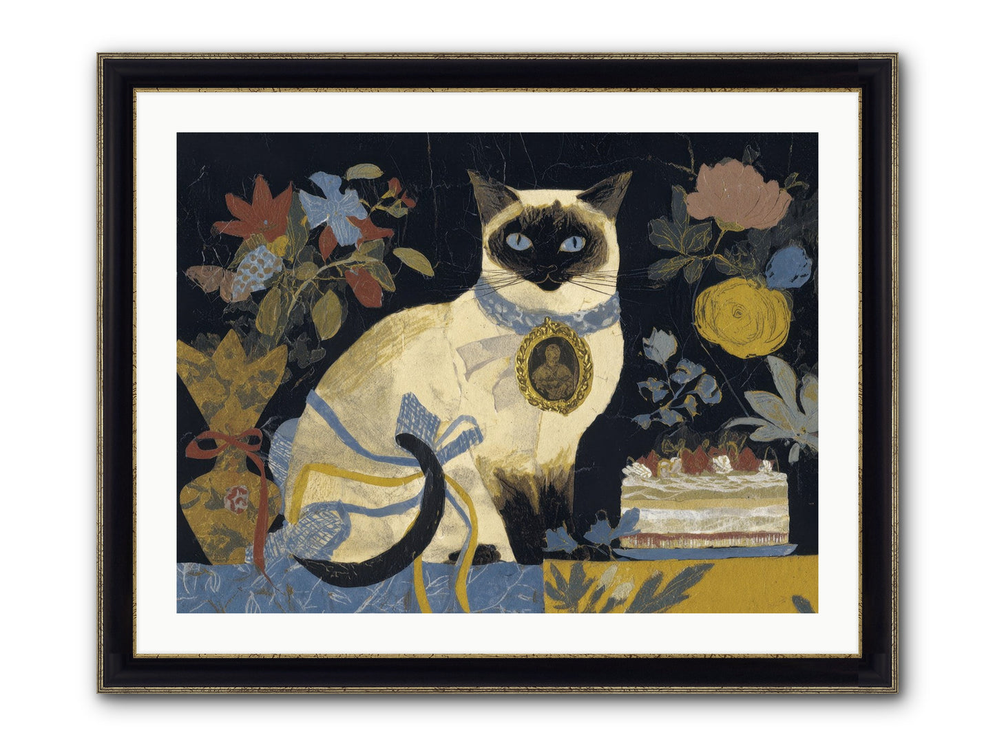 The Corsage Arrangement Framed Print - Black & Gold 32x24