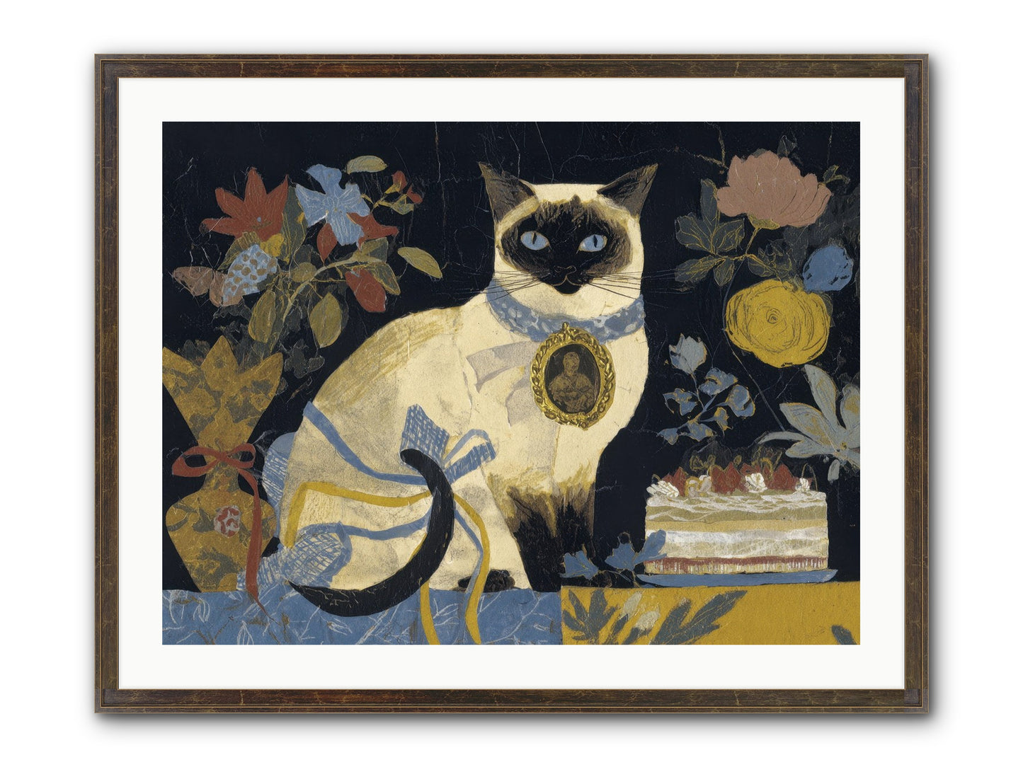 The Corsage Arrangement Framed Print - Slimwoods Black/Gold 32x24
