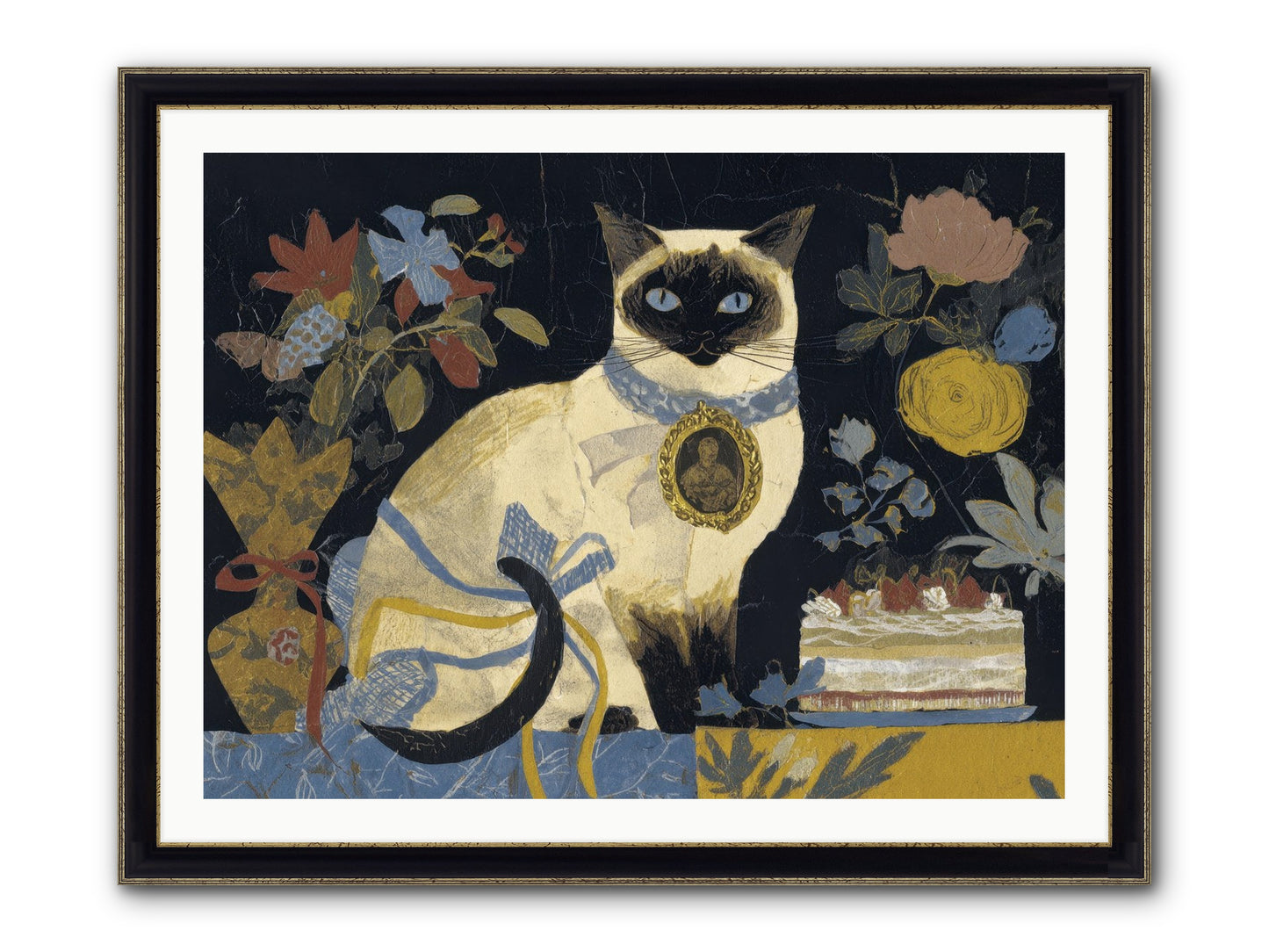 The Corsage Arrangement Framed Print - Black & Gold 40x30