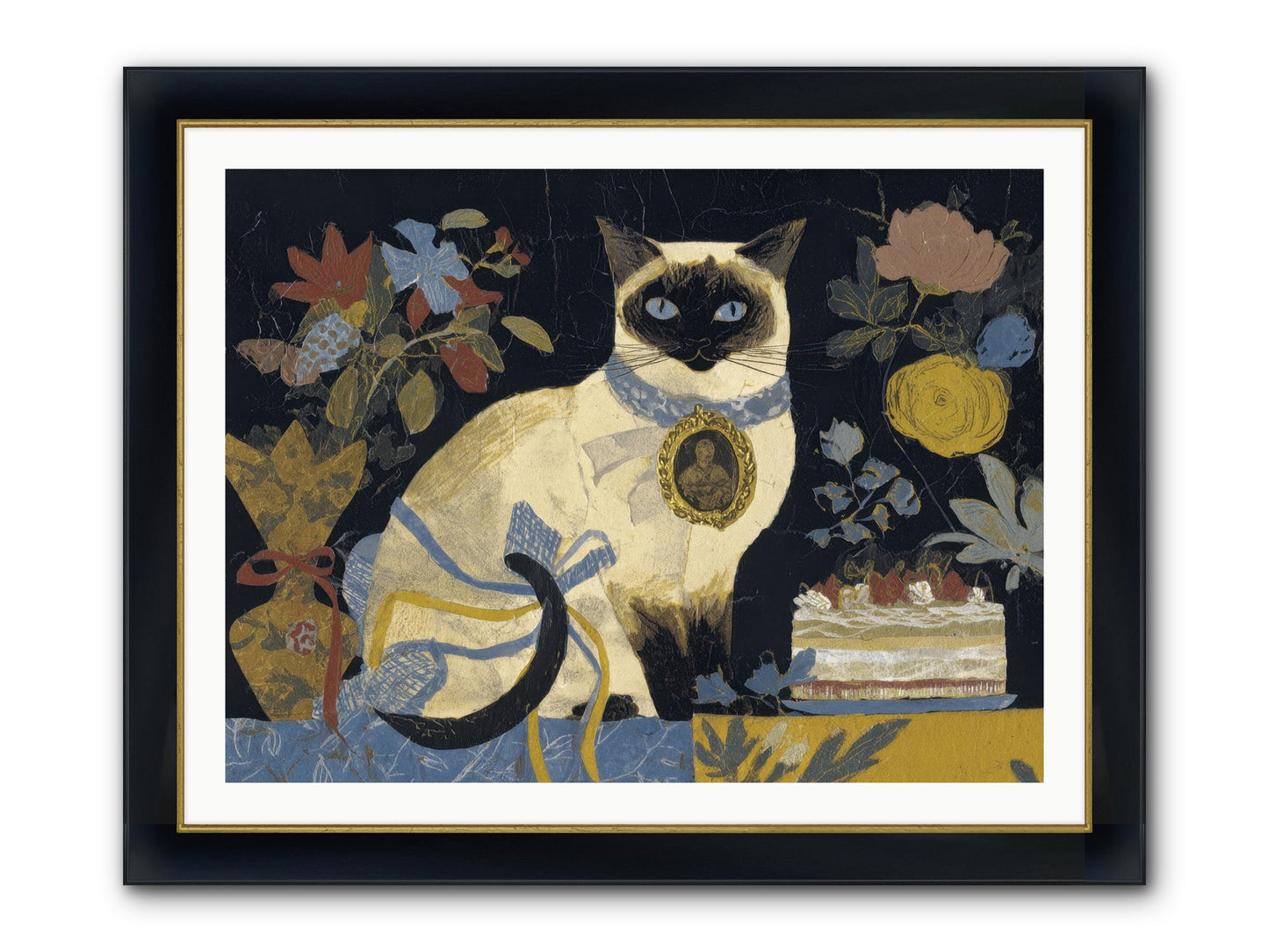 The Corsage Arrangement Framed Print - Wide Black w/Gold 40x30