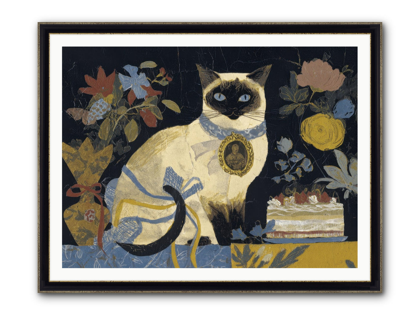 The Corsage Arrangement Framed Print - Black & Gold 48x36