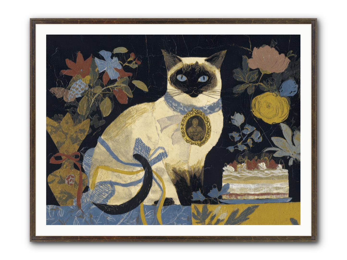 The Corsage Arrangement Framed Print - Slimwoods Black/Gold 48x36