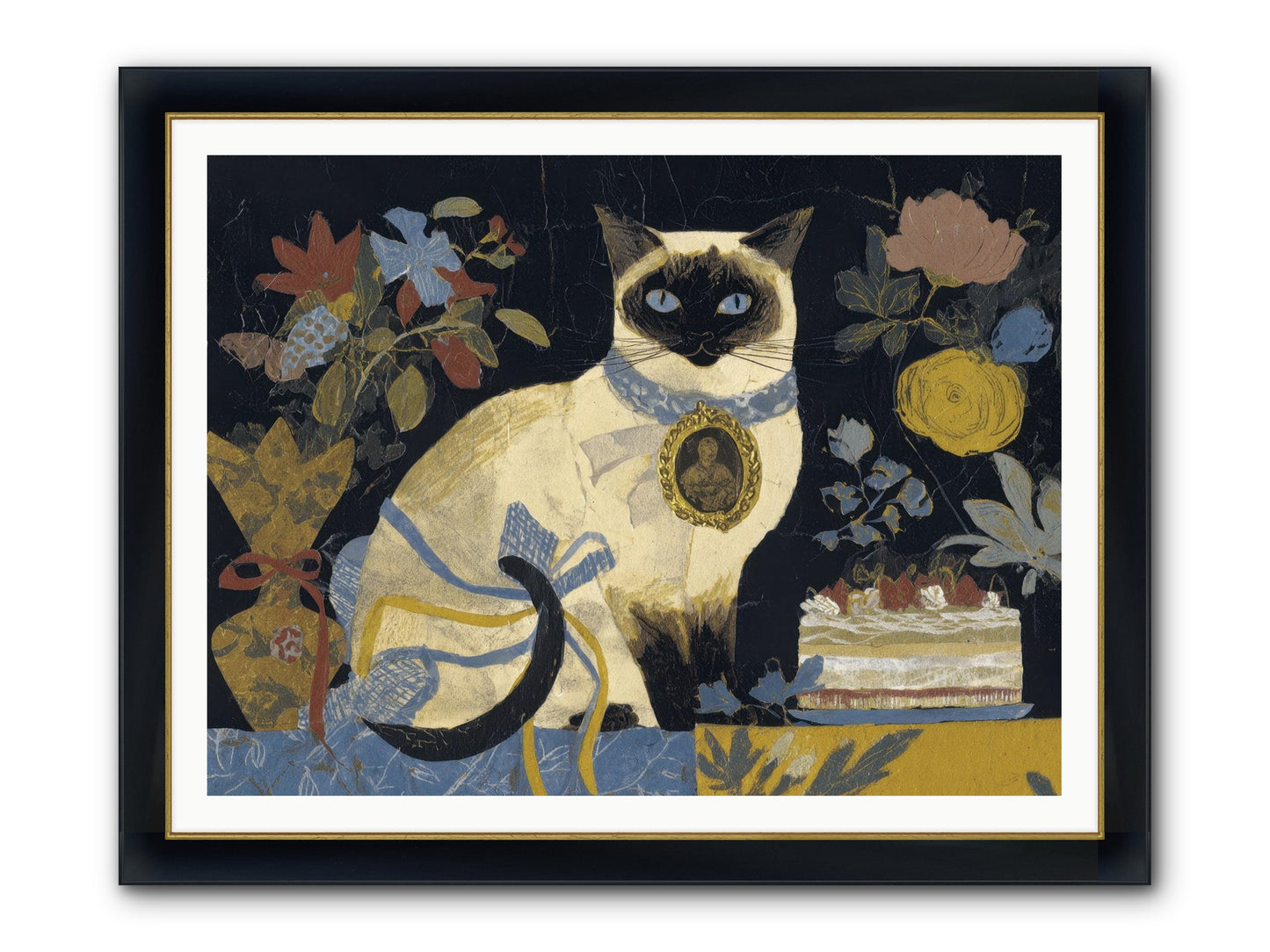 The Corsage Arrangement Framed Print - Wide Black w/Gold 48x36