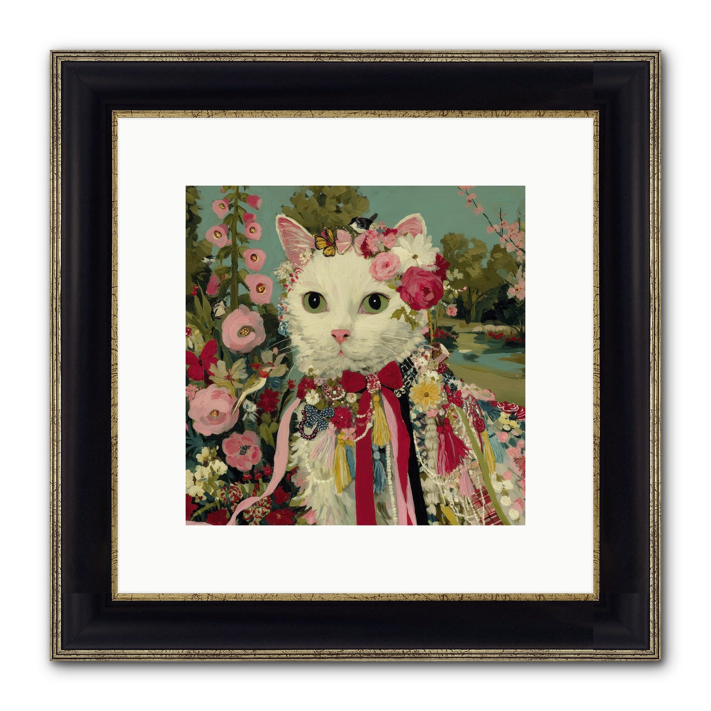 The Cottage Circle Framed Print - Black & Gold 10x10