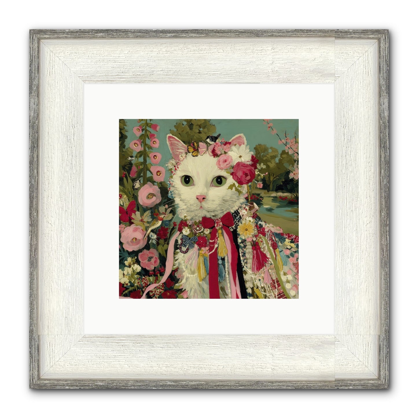 The Cottage Circle Framed Print - Driftwood White 10x10