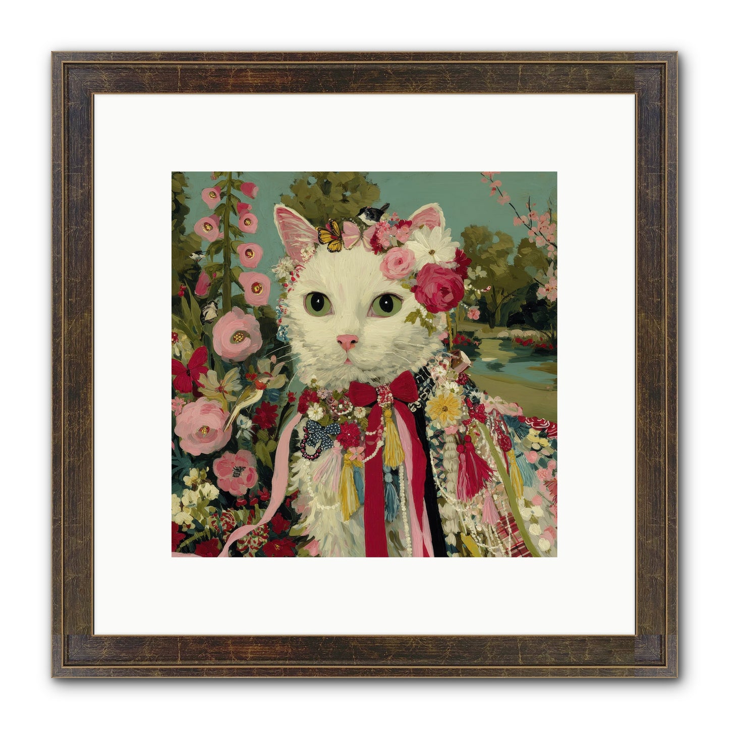 The Cottage Circle Framed Print - Slimwoods Black/Gold 10x10