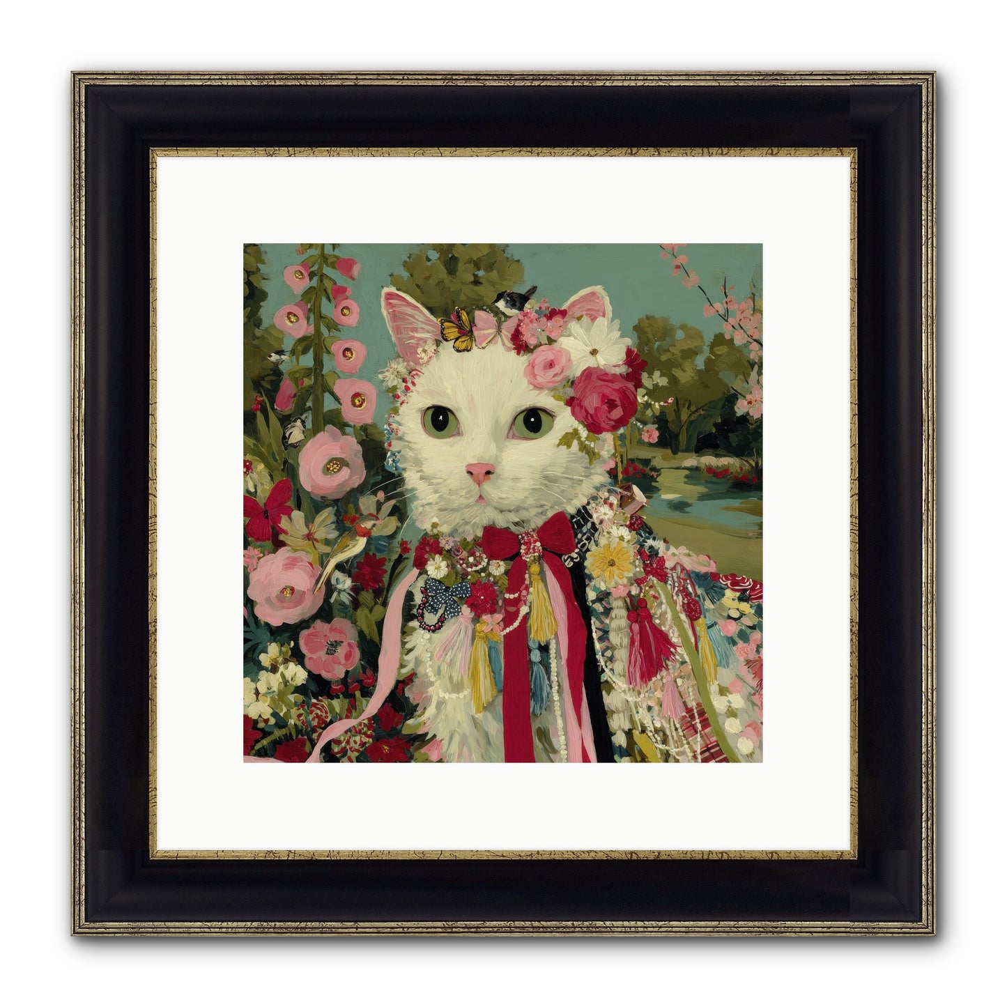 The Cottage Circle Framed Print - Black & Gold 12x12