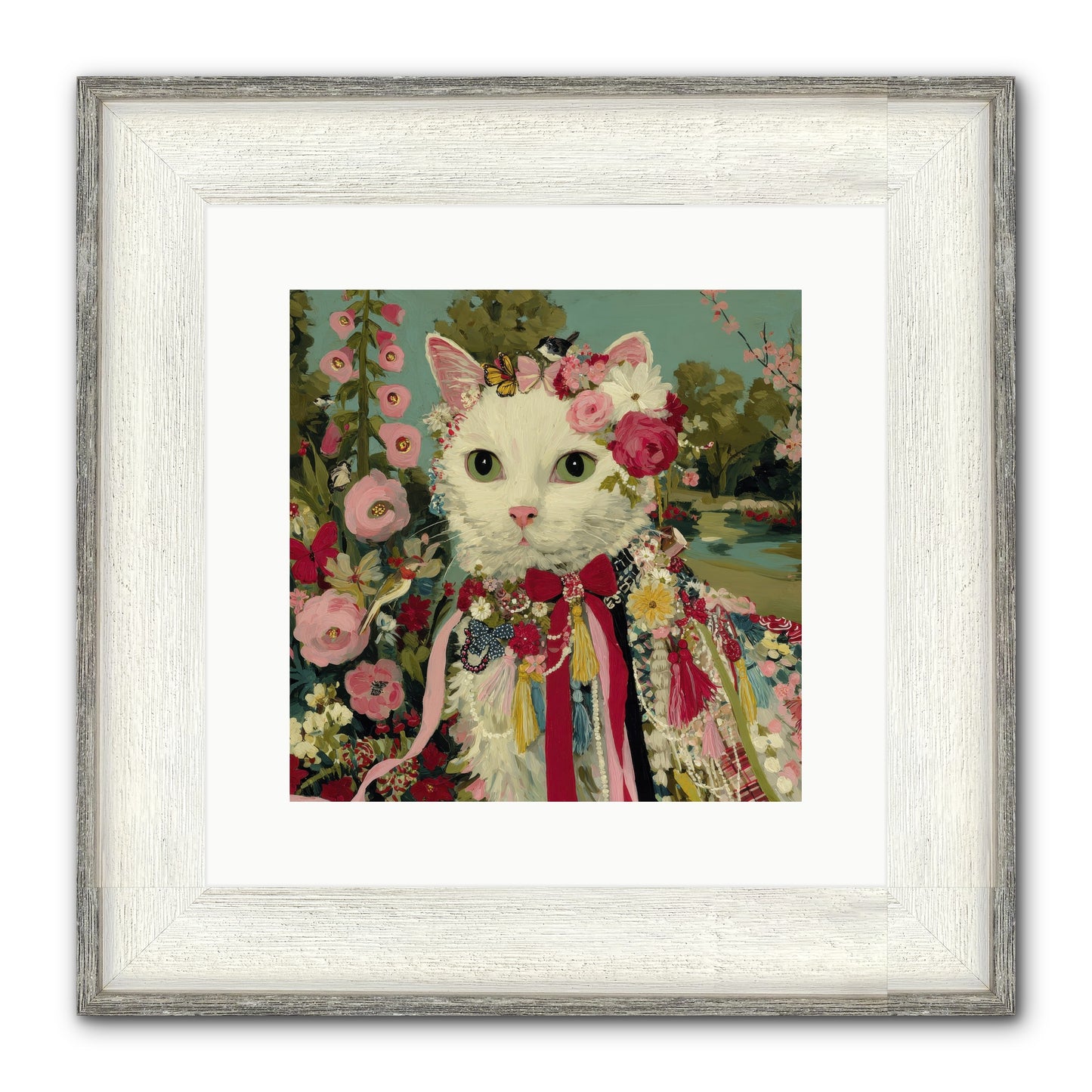 The Cottage Circle Framed Print - Driftwood White 12x12