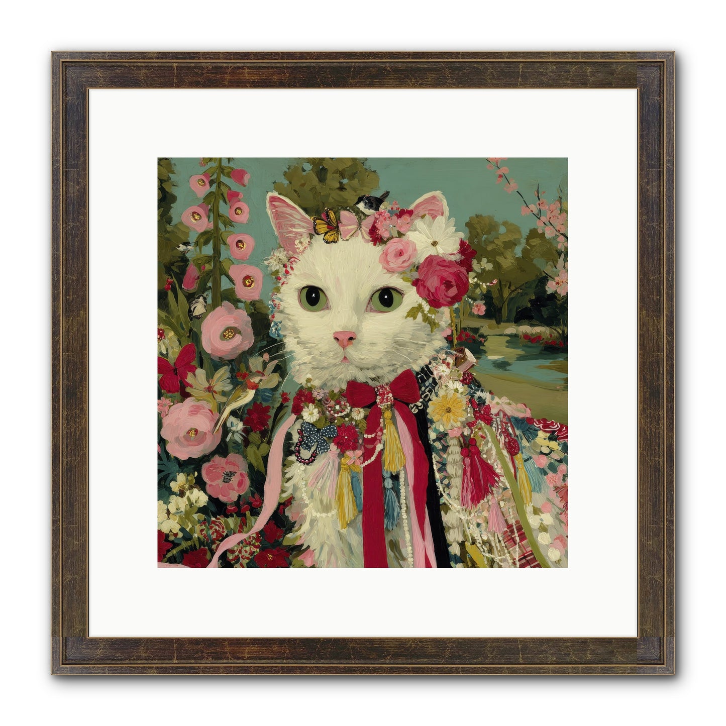 The Cottage Circle Framed Print - Slimwoods Black/Gold 12x12