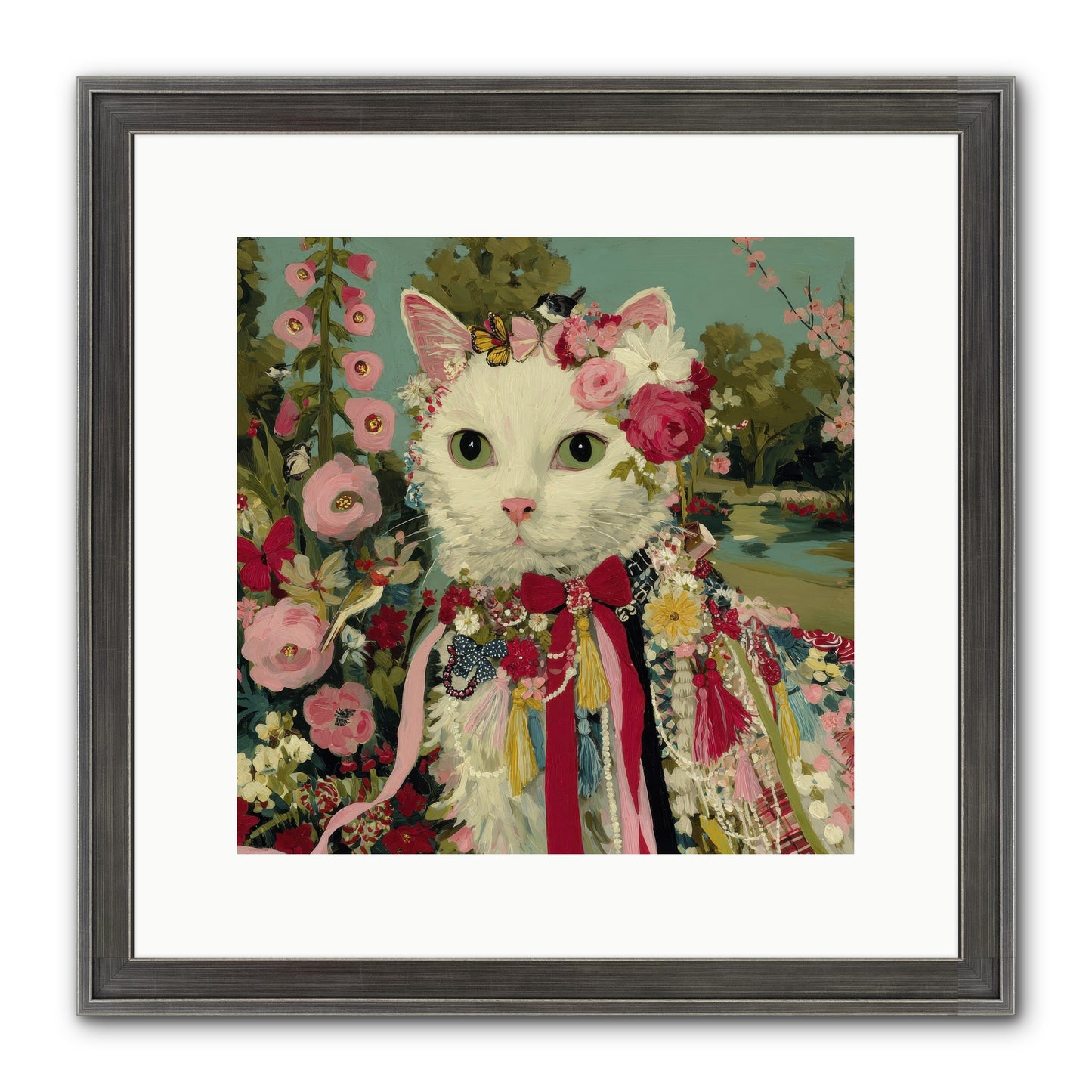 The Cottage Circle Framed Print - Slimwoods Black/Silver 12x12
